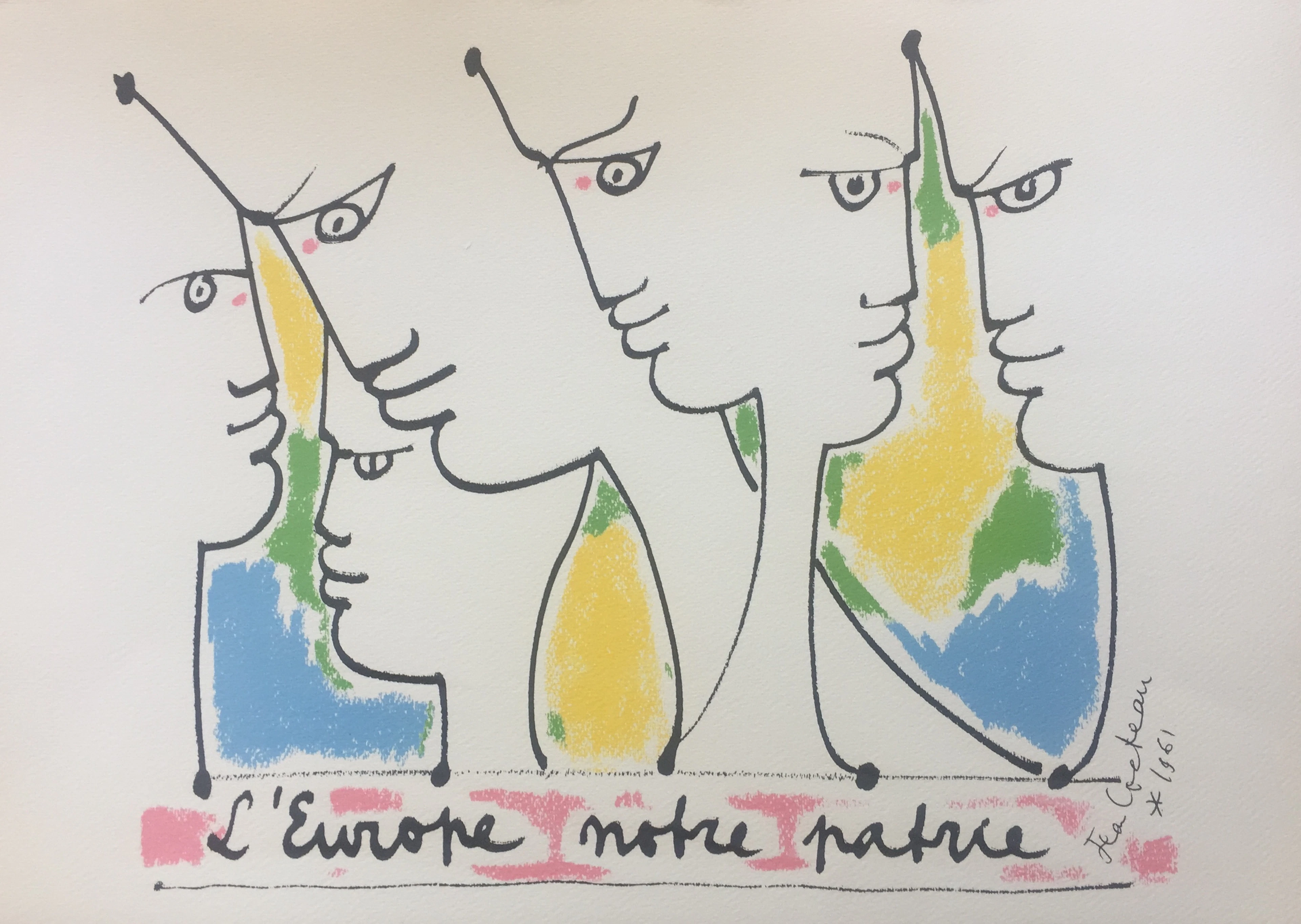 Jean COCTEAU - Les fondateurs de l’Europe, 1961 - Lithographie
