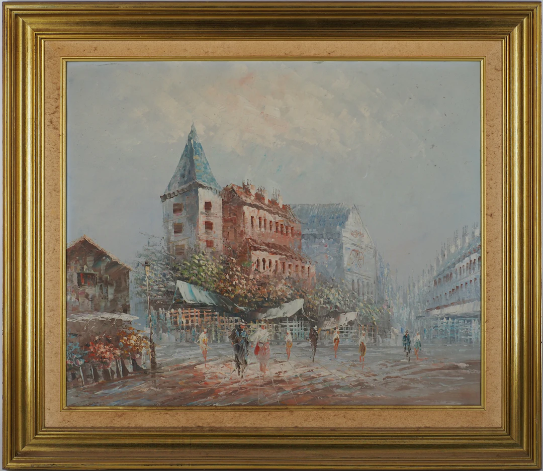 Caroline Burnett : Après-midi en ville, Huile sur toile