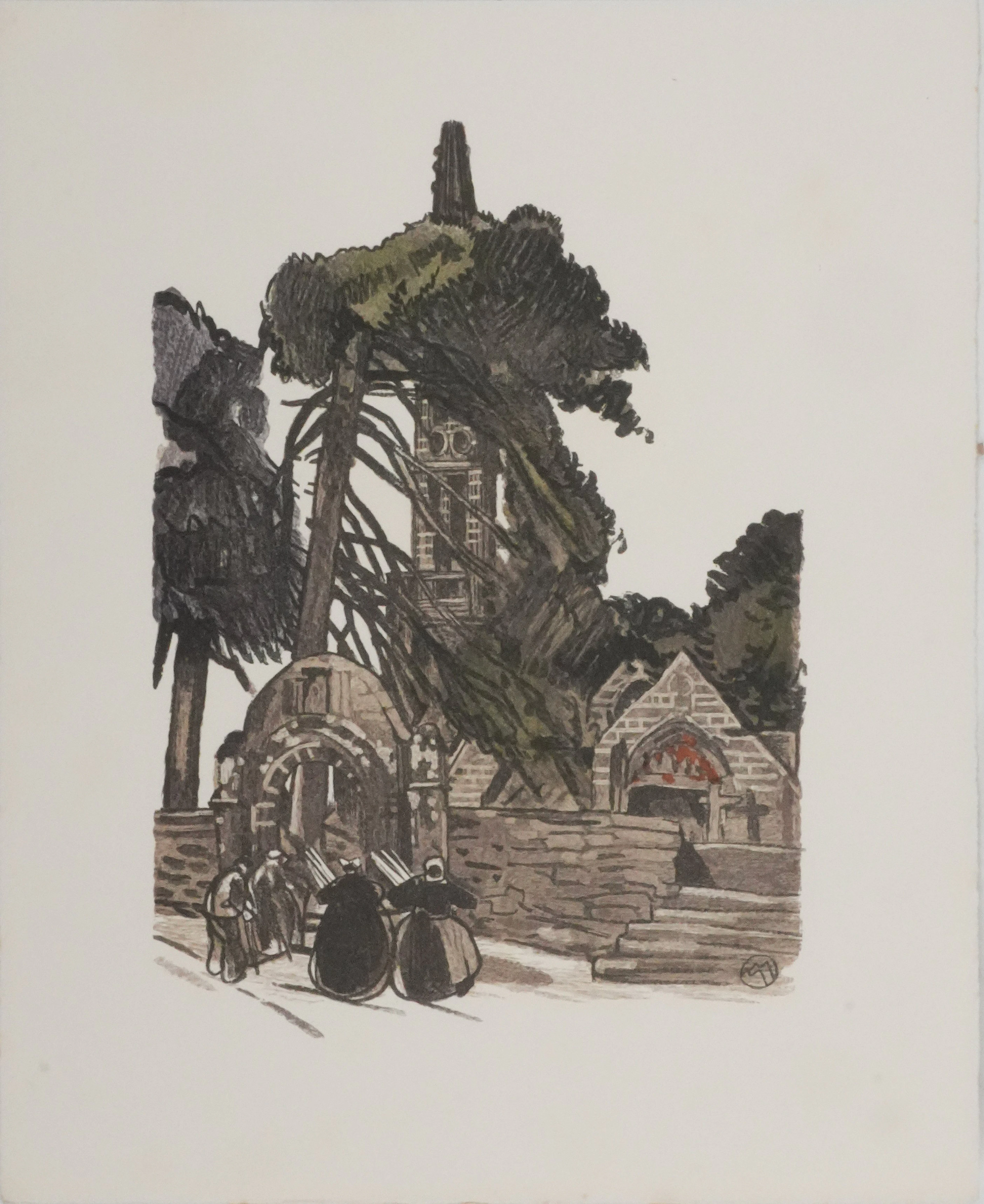 Mathurin MEHEUT : Bretagne, L’arrivée au sanctuaire, Gravure originale signée