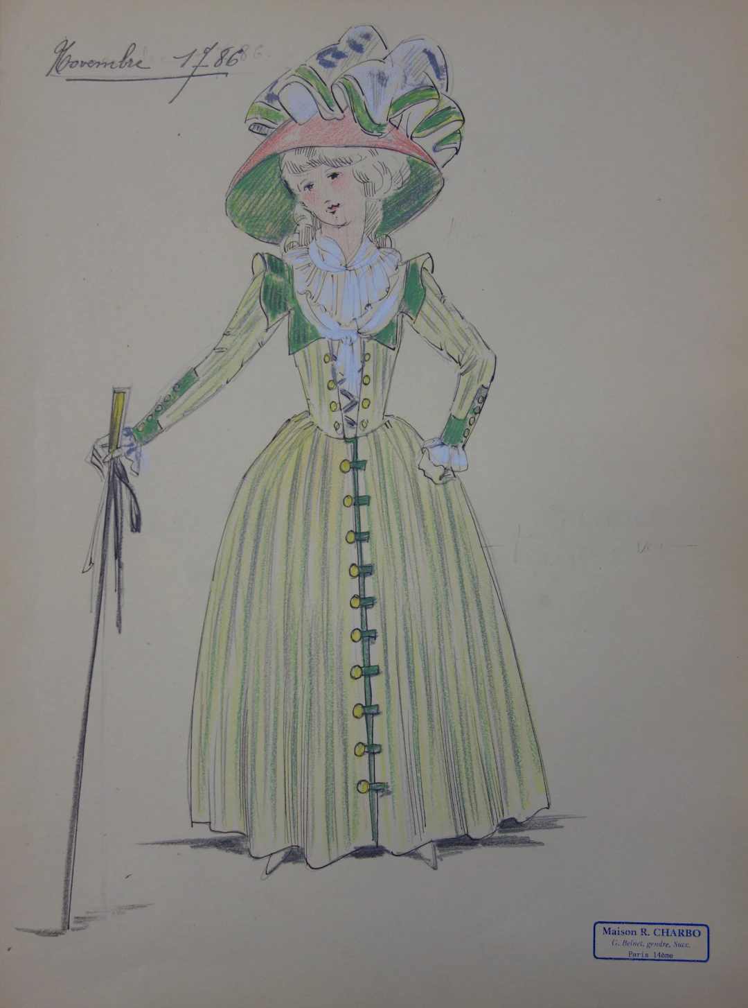 R. CHARBO - Tenue de promenade, Dessin original signé