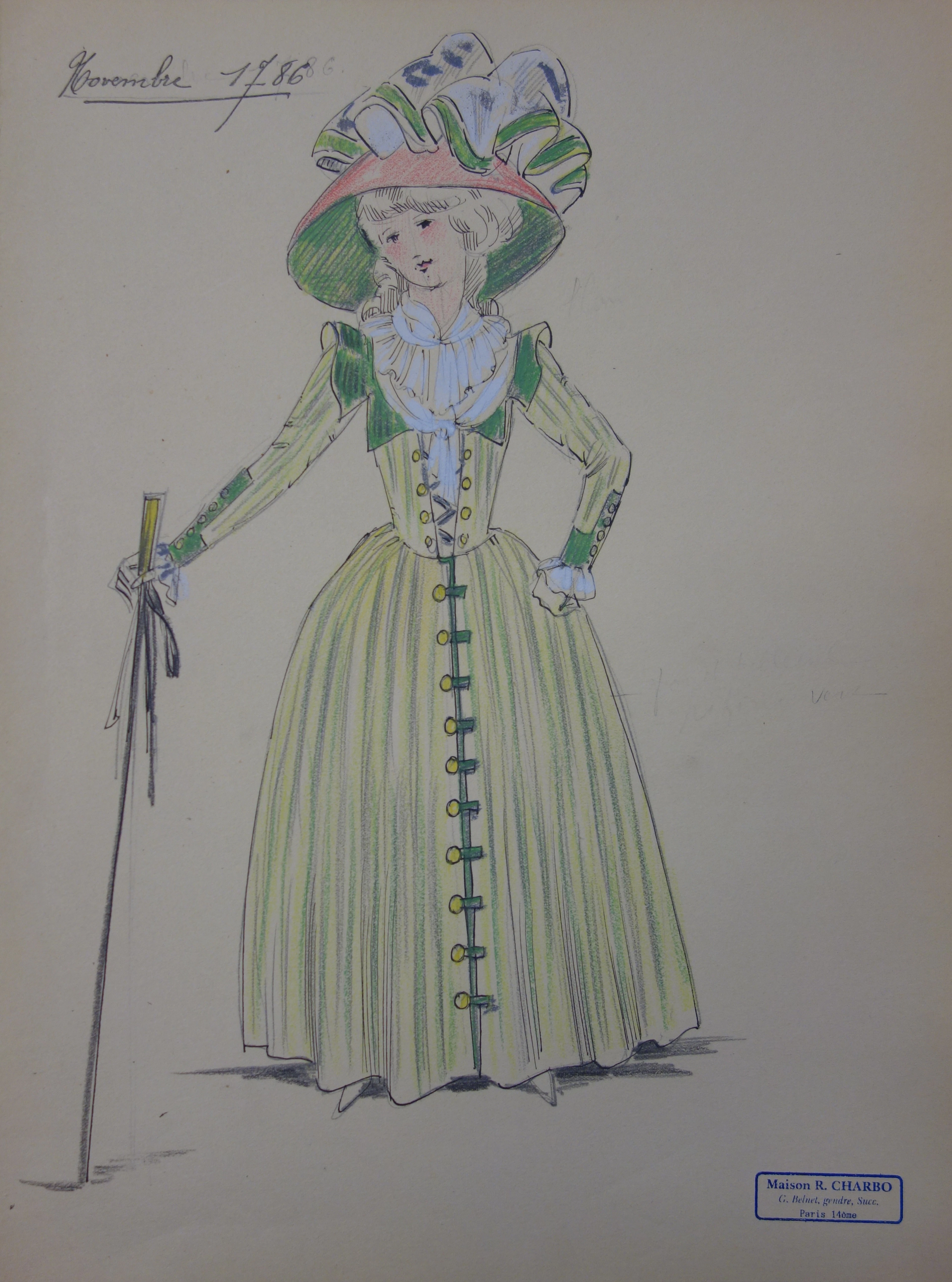 R. CHARBO - Tenue de promenade, Dessin original signé
