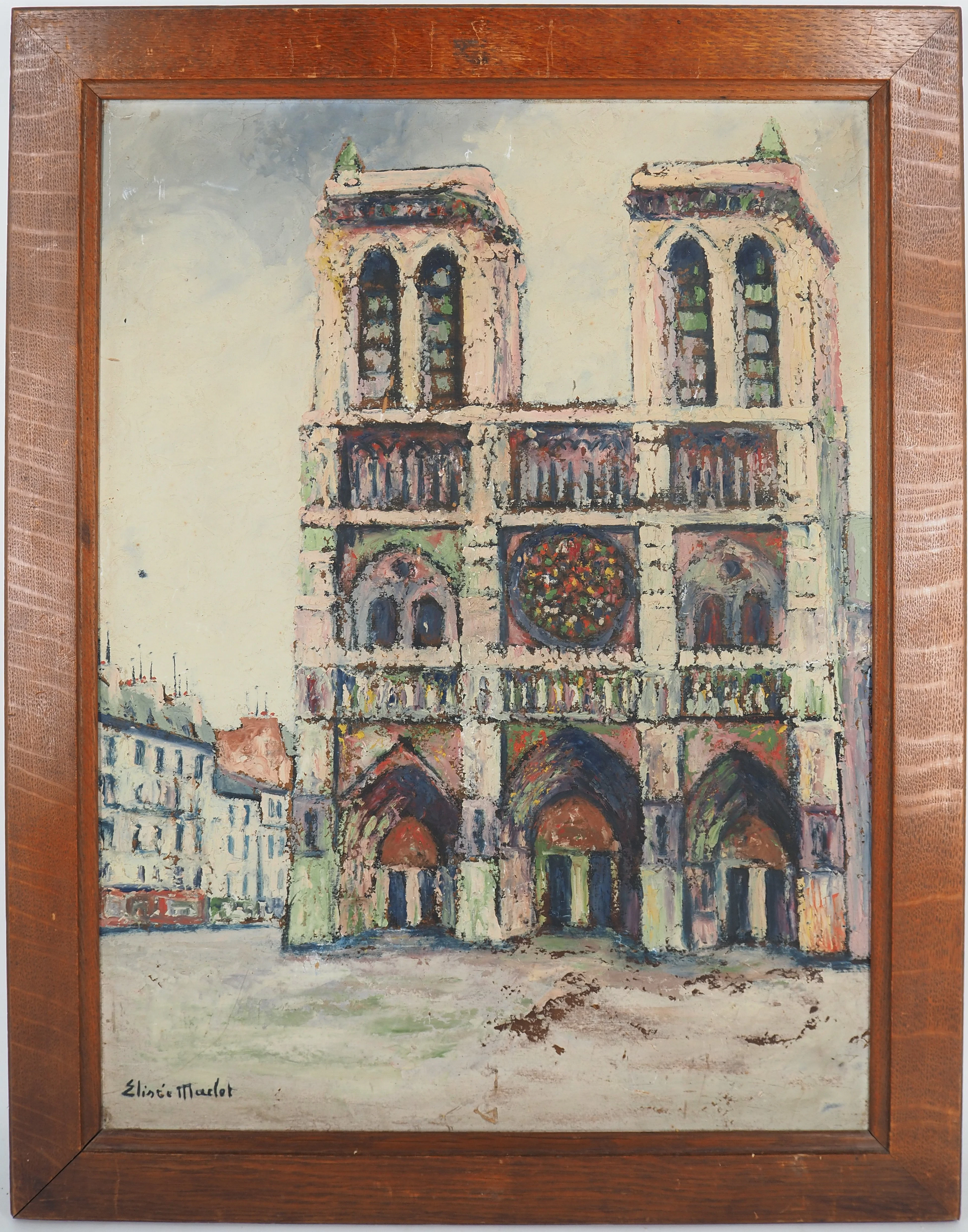 Elisée Maclet - la Cathédrale Notre Dame - Huile sur panneau