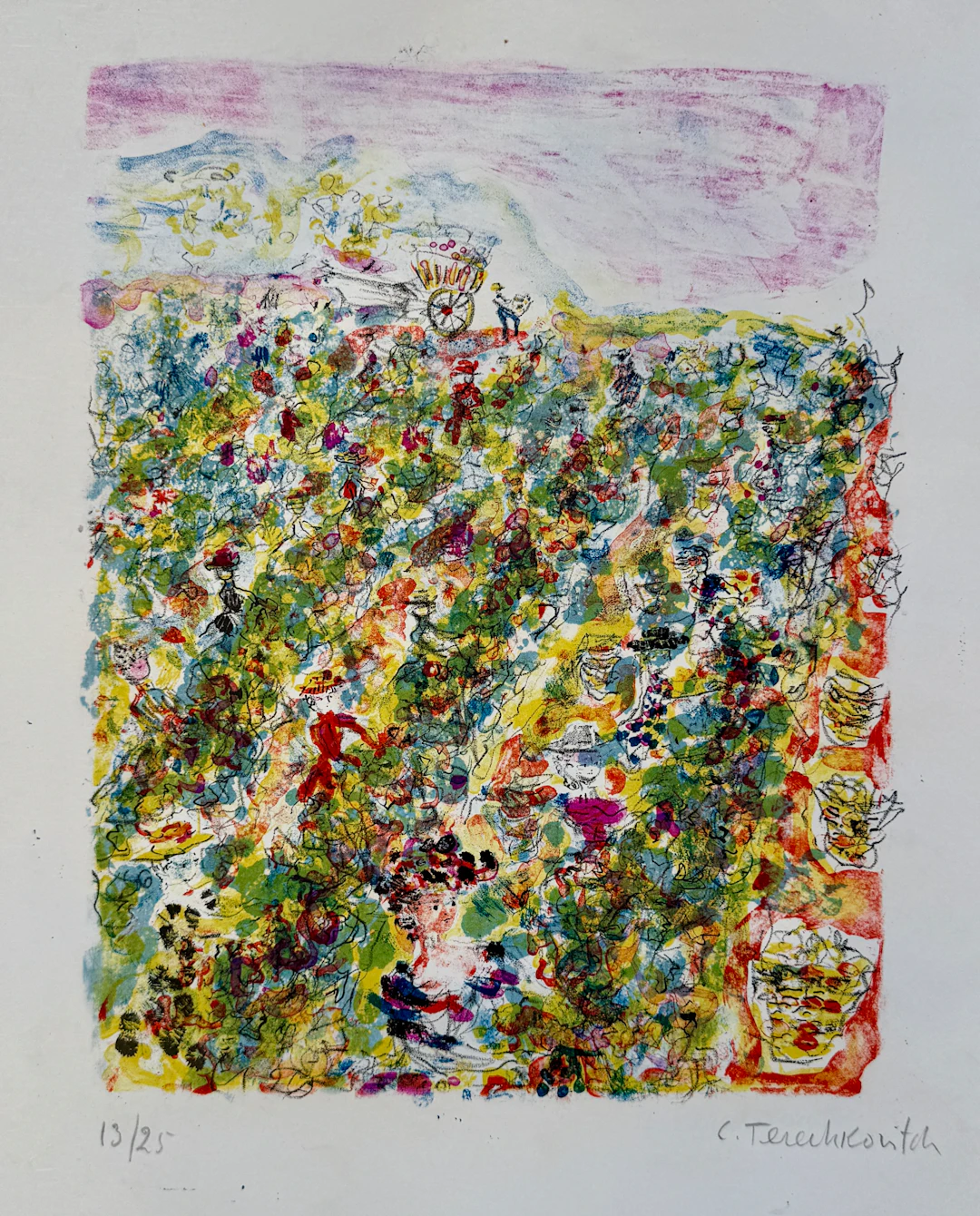 Constantin Terechkovitch - Champs de fleurs - Lithographie originale