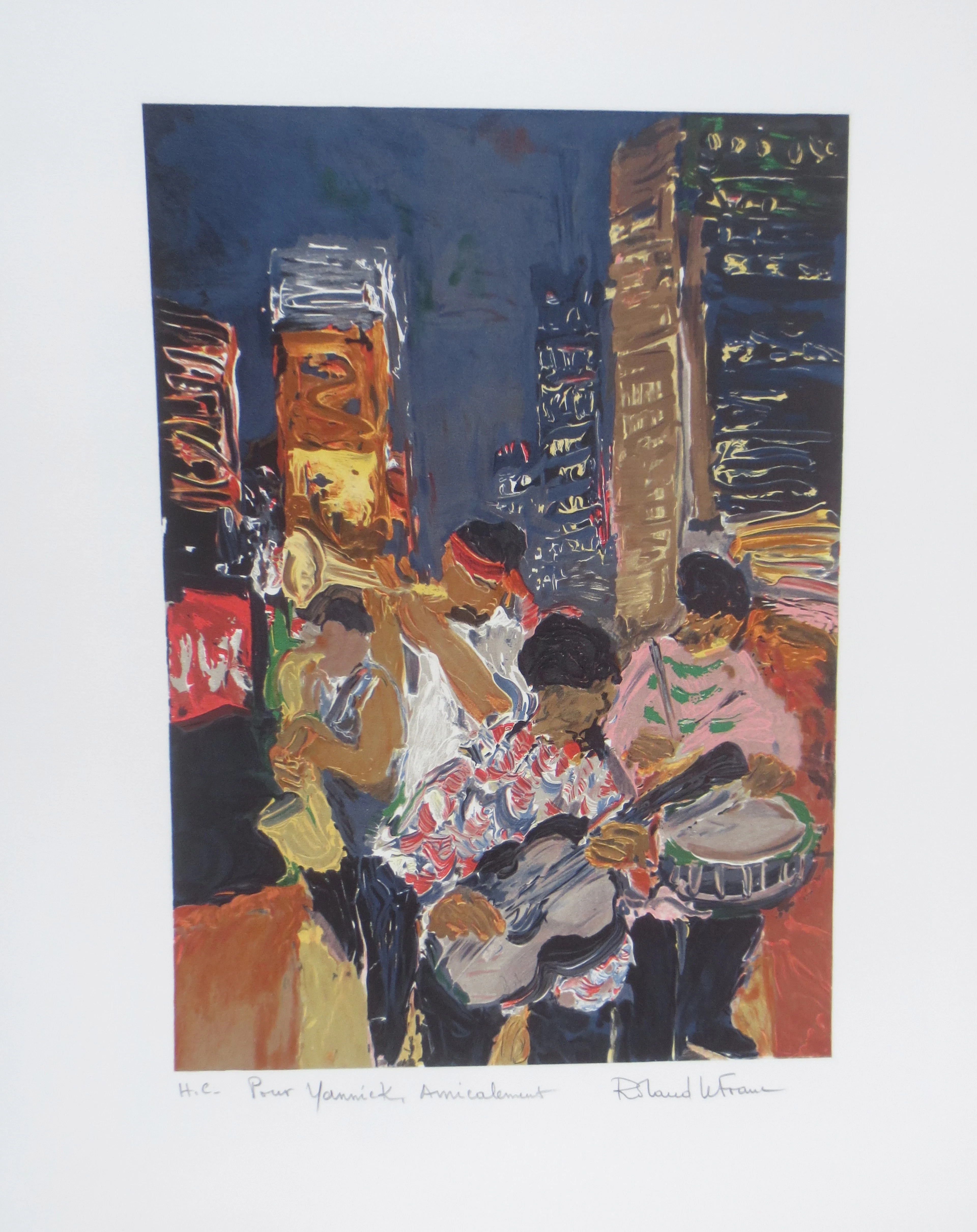 Roland LEFRANC - Les musiciens à New York - Lithographie signée et dédicacée