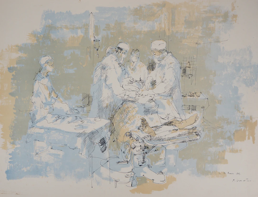 Jean COMMERE - Chirurgiens : l’opération, 1969 - Lithographie originale signée