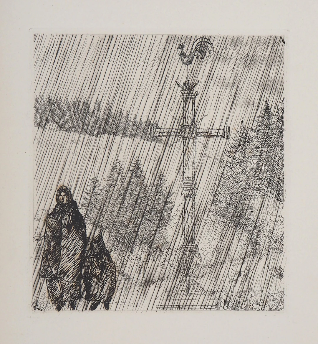 Jean Emile LABOUREUR - Bretagne : Promenade au Calvaire, 1946 - Gravure