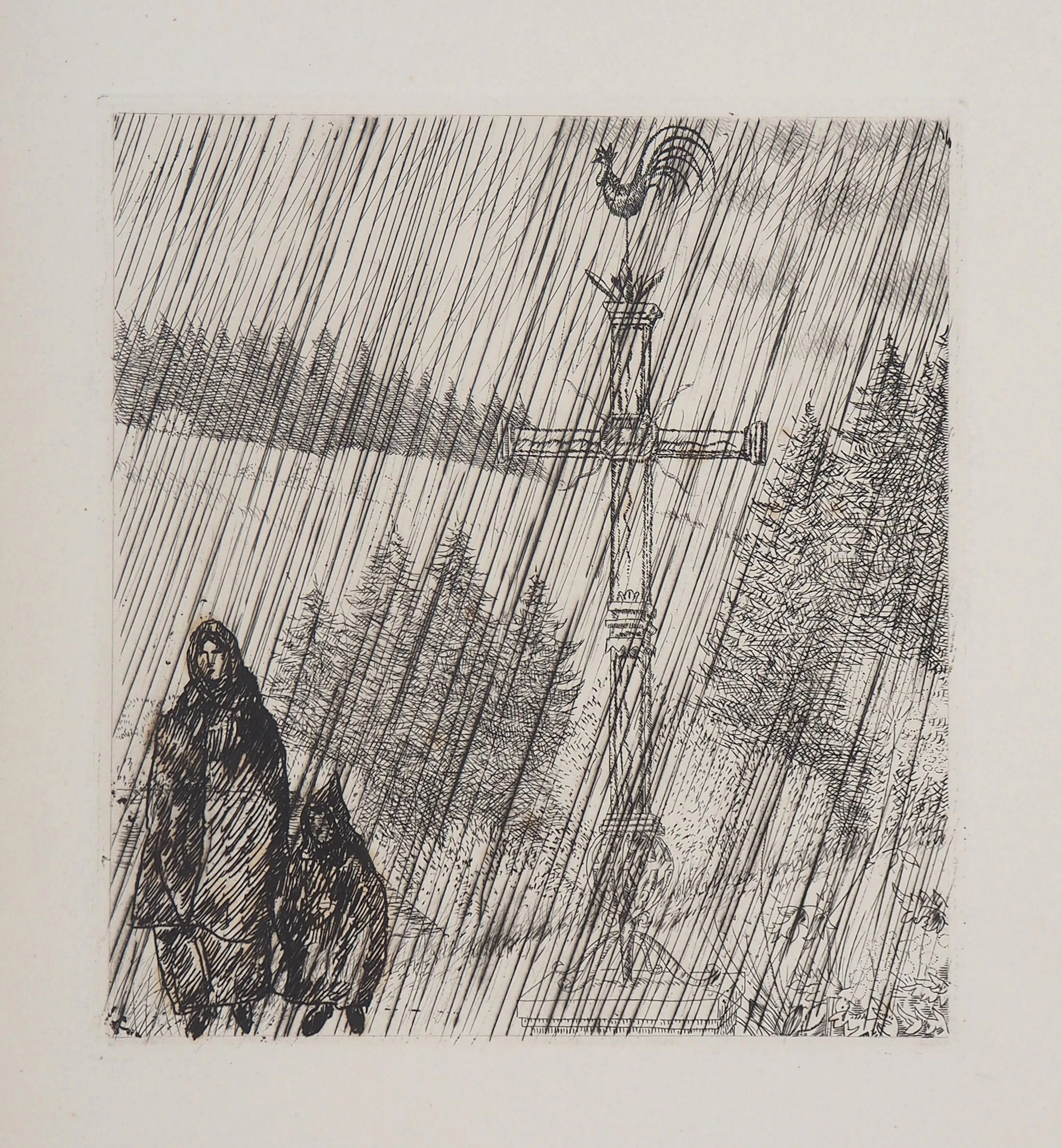 Jean Emile LABOUREUR - Bretagne : Promenade au Calvaire, 1946 - Gravure