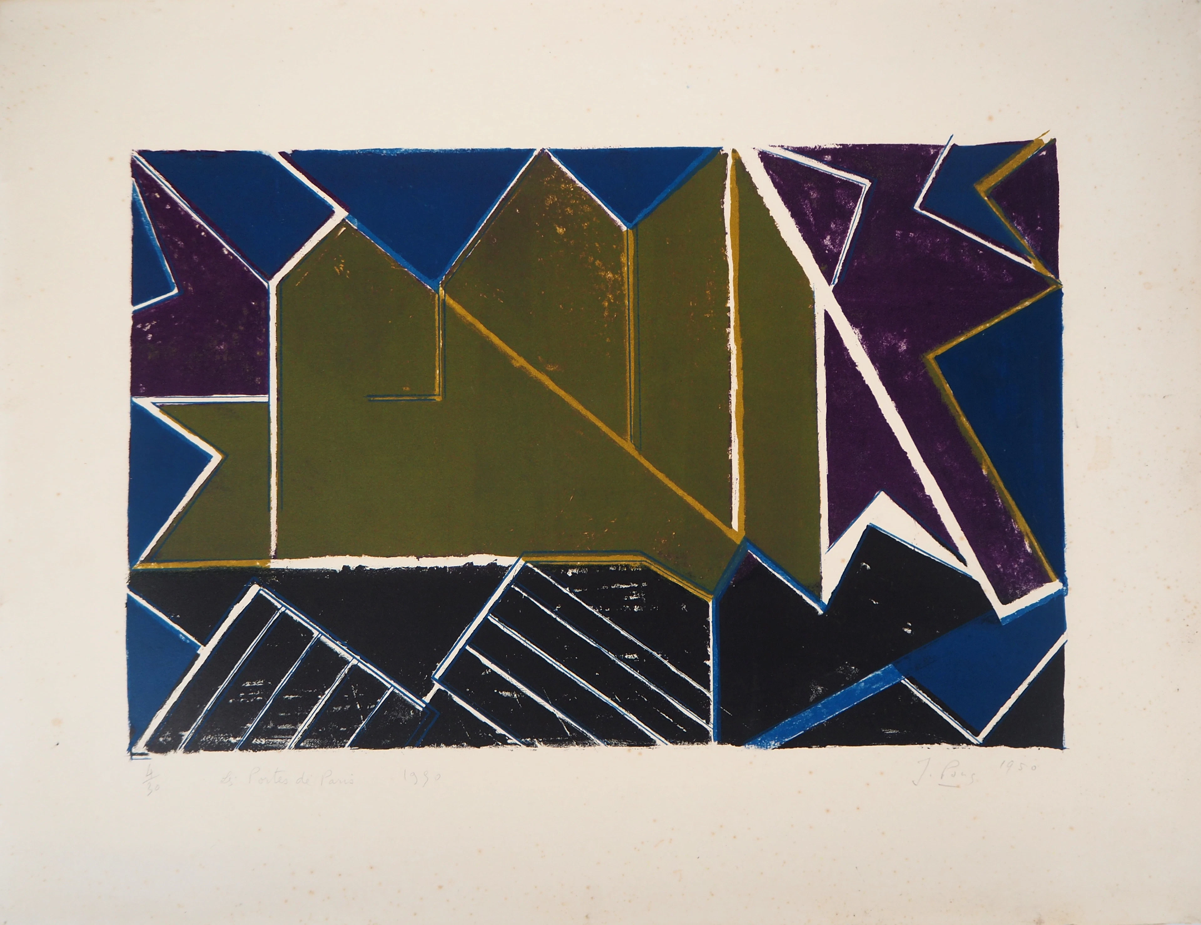 Jean PONS - Les Portes de Paris, 1950 - Lithographie originale signée