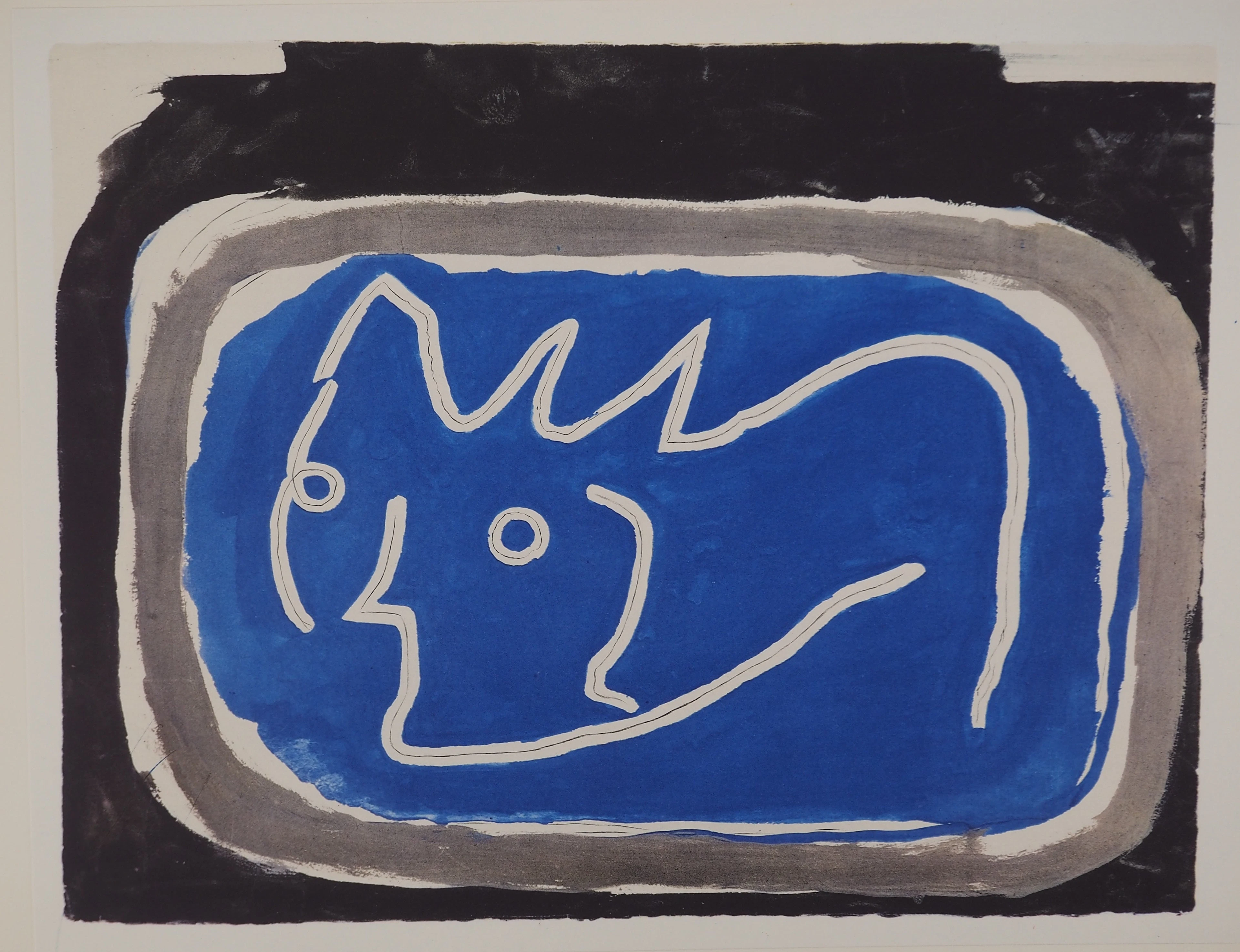 Georges BRAQUE : Visage en bleu, Phototypie