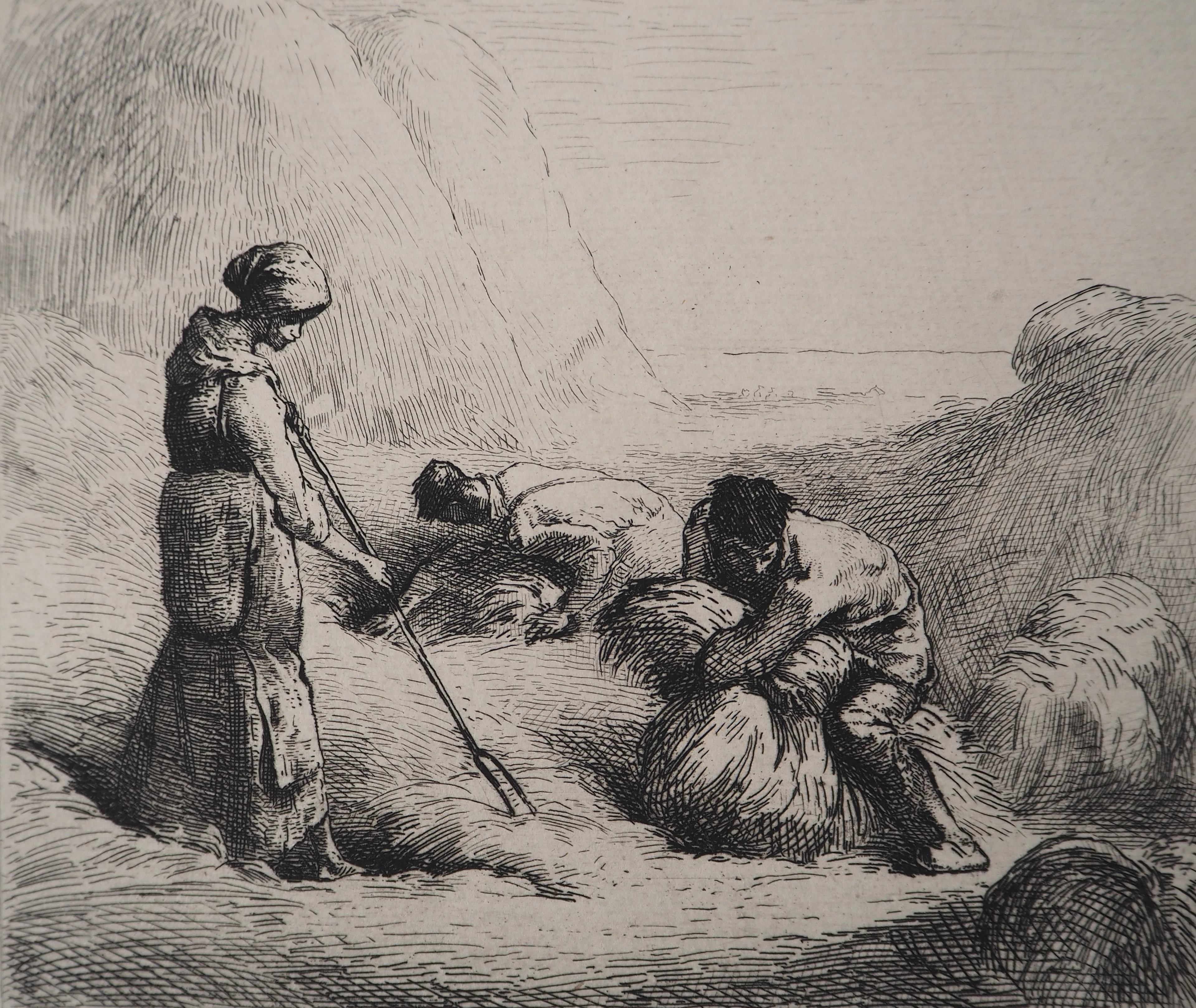 Jean François MILLET (d’après) - Les botteleurs,1873 - Gravure, signée