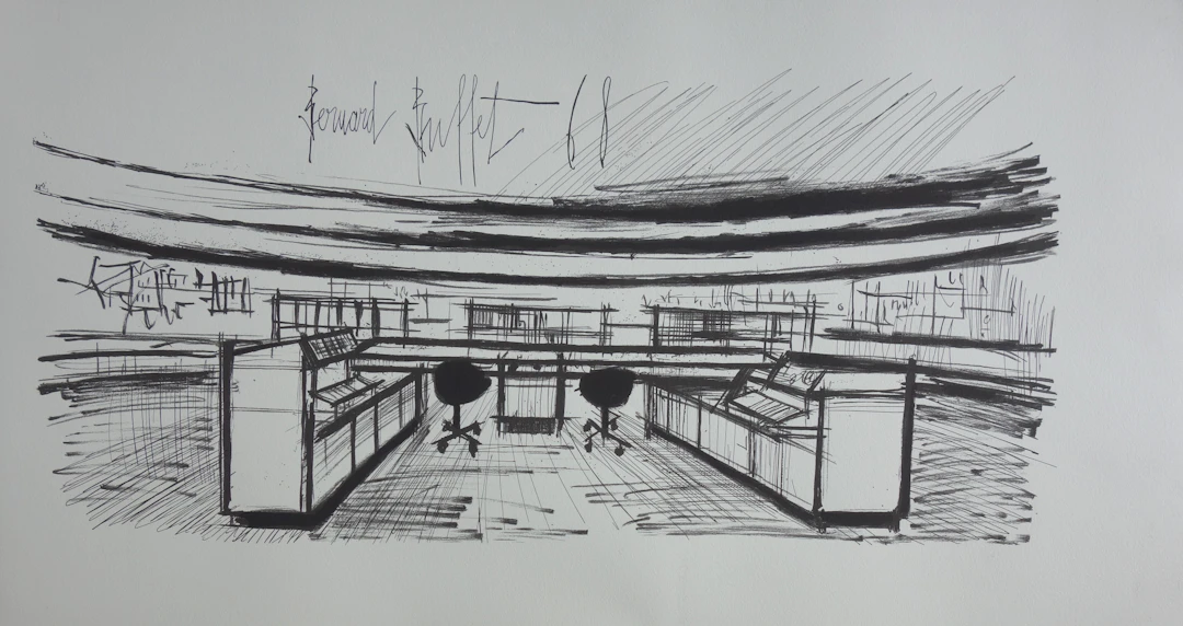 Bernard BUFFET - Le Centre de Contrôle - Lithographie signée