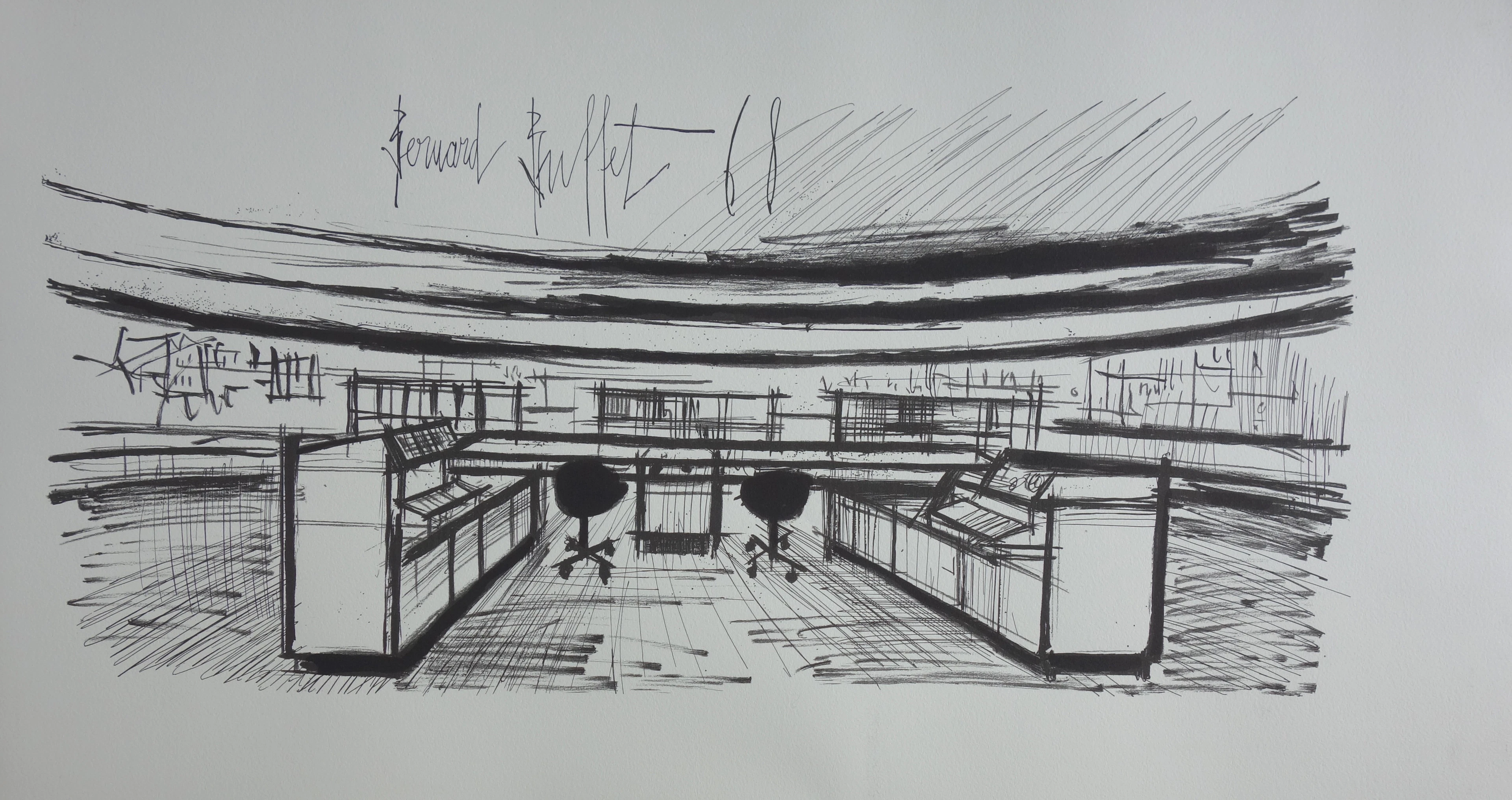 Bernard BUFFET - Le Centre de Contrôle - Lithographie signée