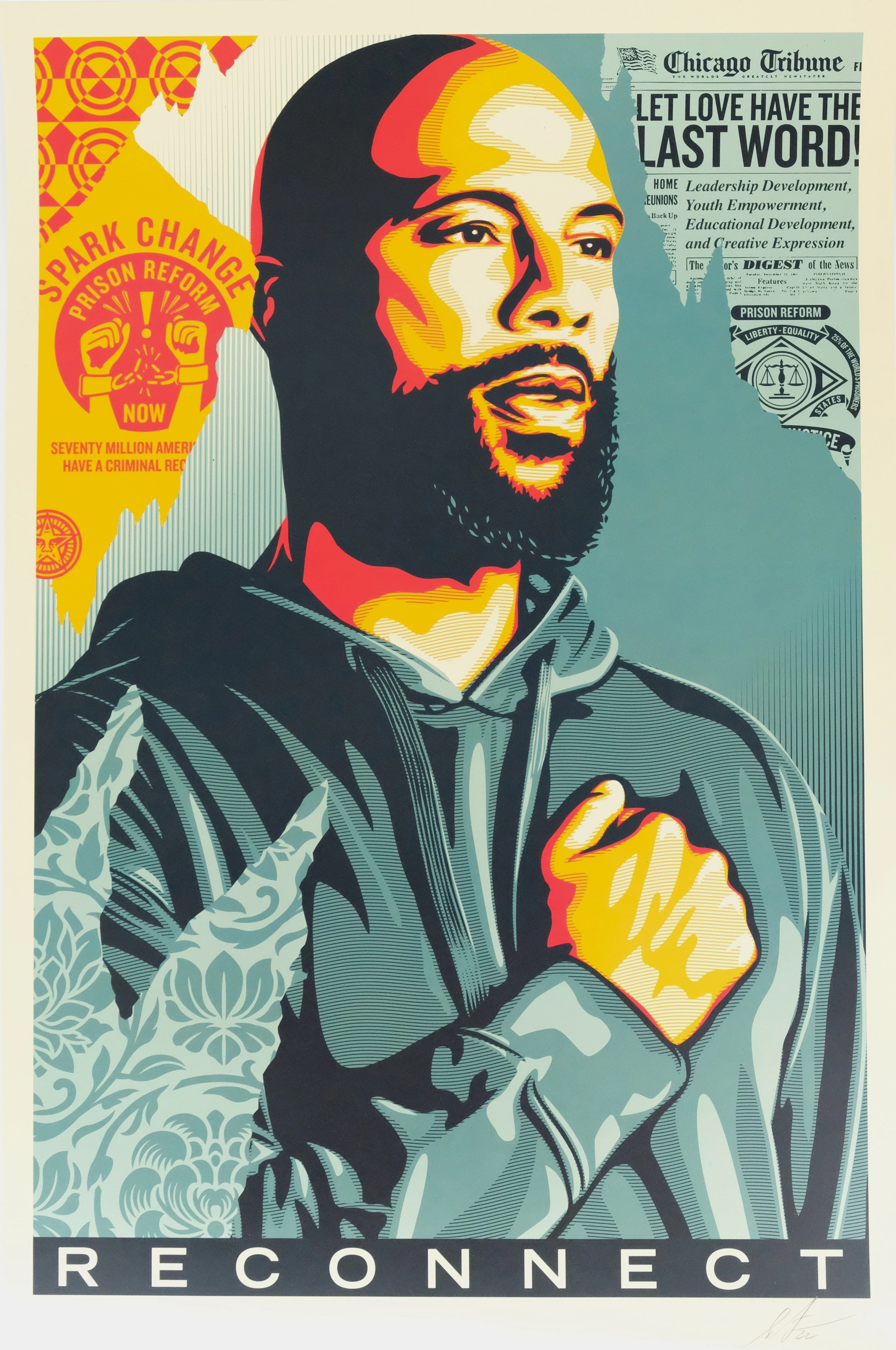 Shepard FAIREY (OBEY) : Reconnect - Lithographie originale signée