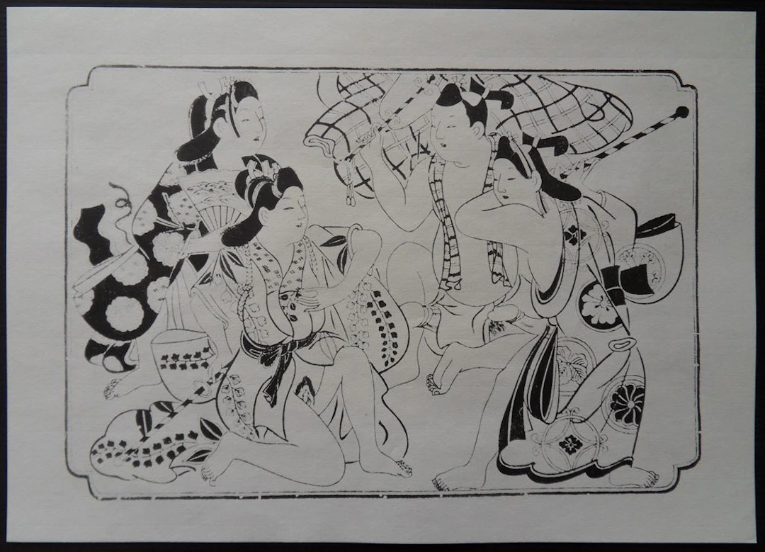 Sugimura JIHEI (d’après) - Guerriers et Geishas, Lithographie