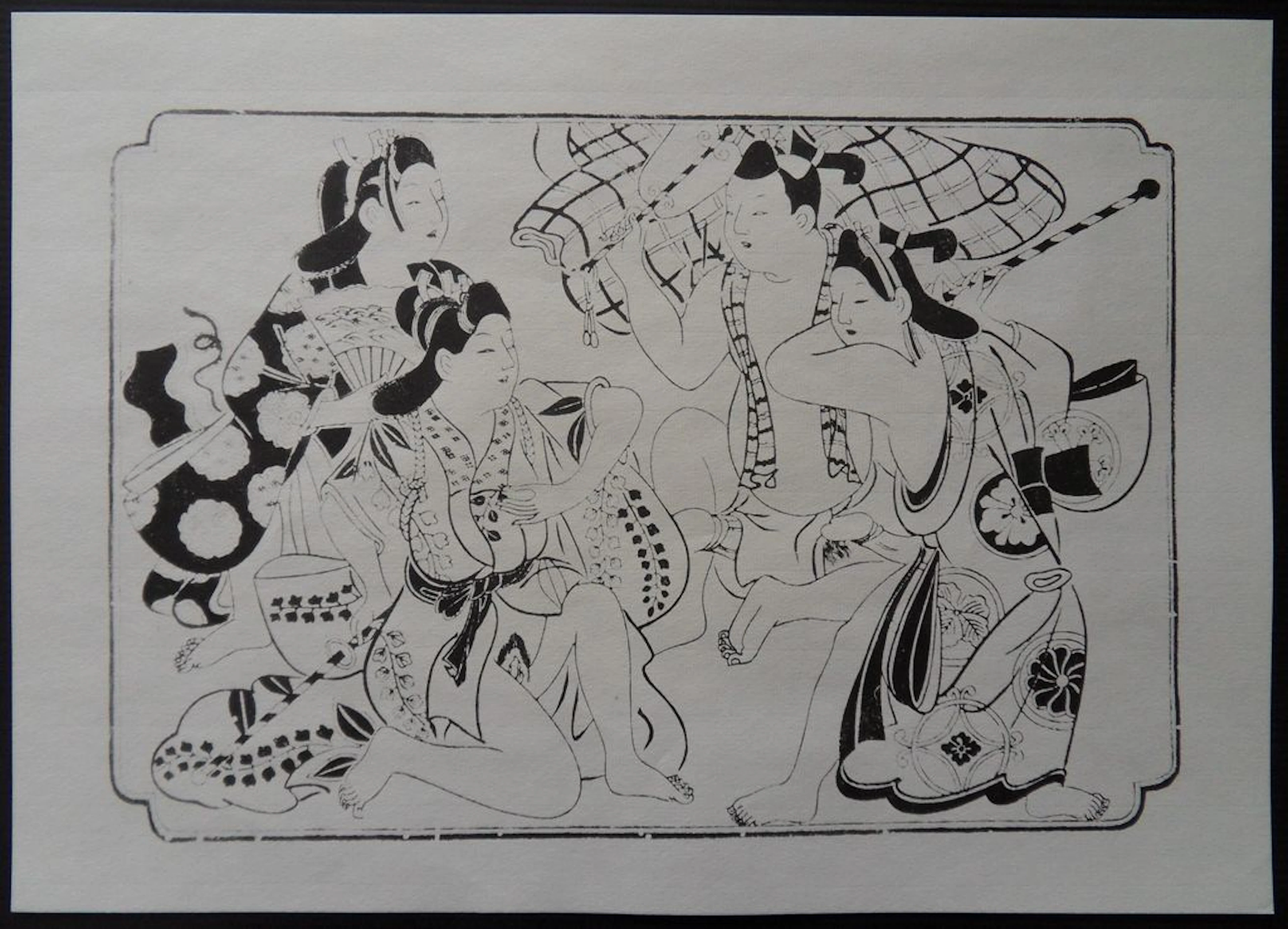 Sugimura JIHEI (d’après) - Guerriers et Geishas, Lithographie