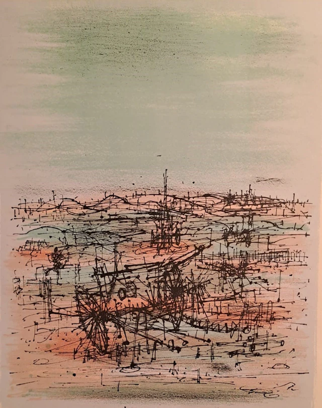 Jean Carzou - Le champs de bataille - Lithographie originale