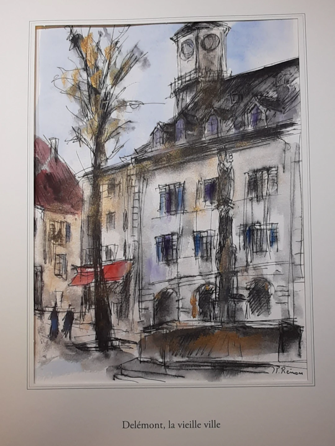 Jean Pierre REMON - Delémont, la vieille ville, 2011 - Aquarelle signée