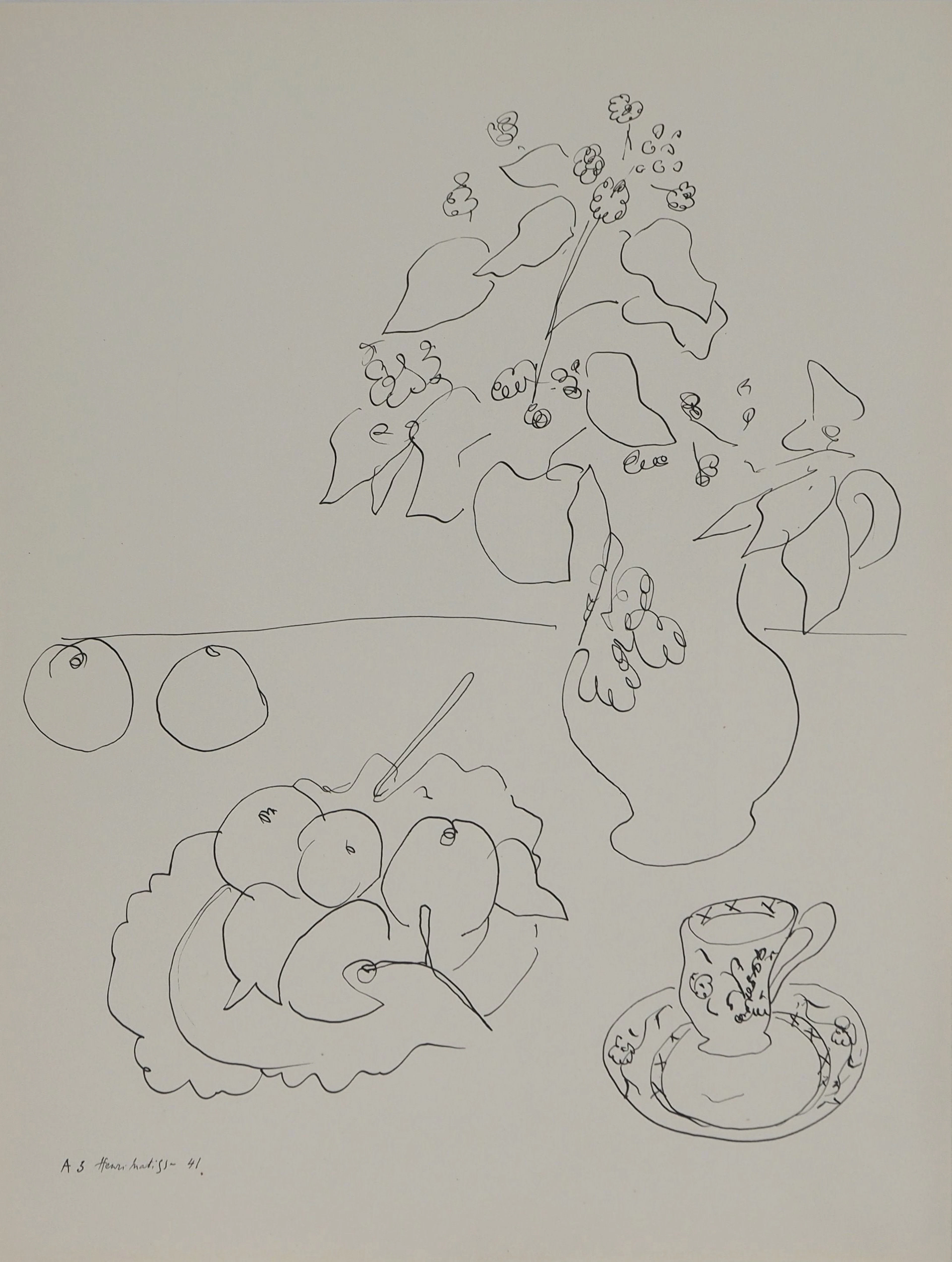 Henri MATISSE : Nature morte à la tasse, Lithographie signée