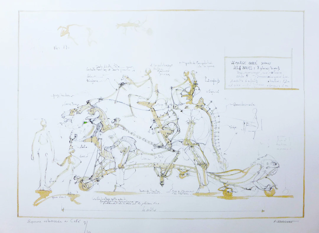 François DELAROZIERE - Boeuf de manège, 2008 - Lithographie signée au crayon
