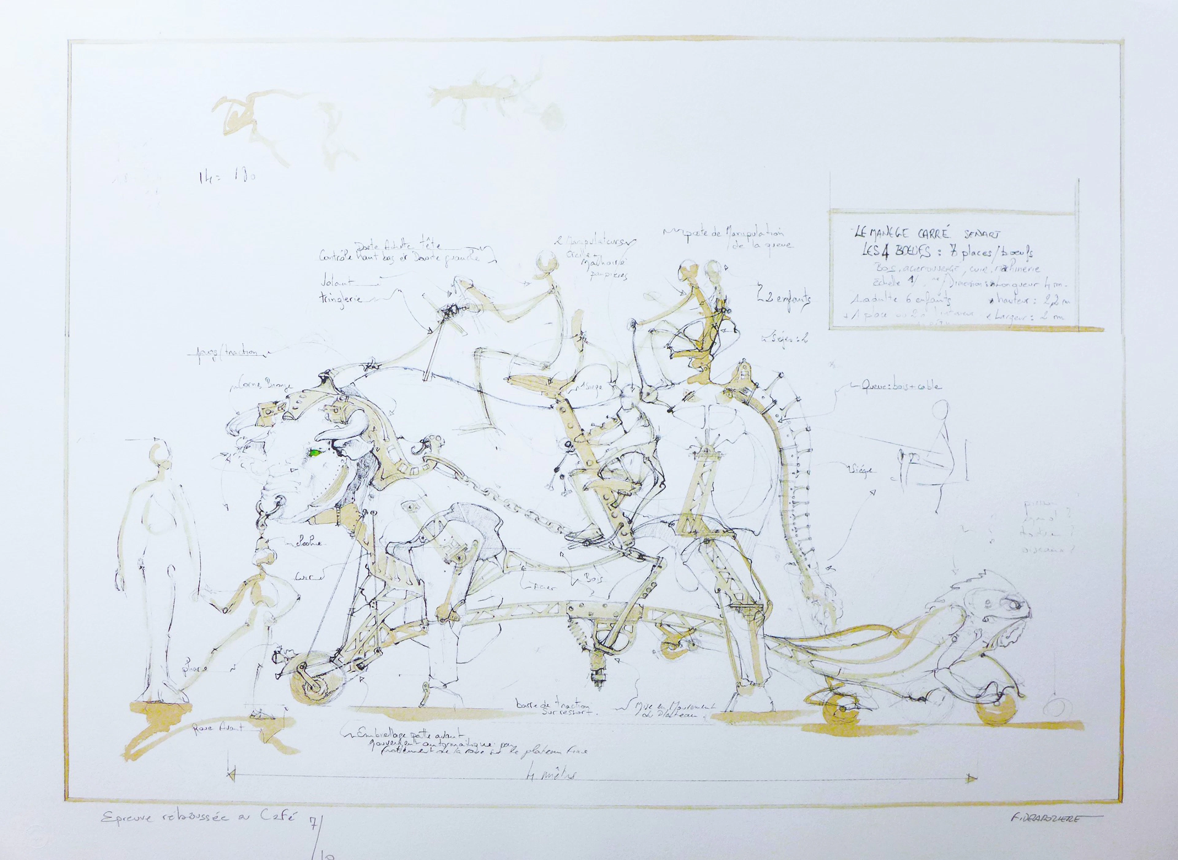 François DELAROZIERE - Boeuf de manège, 2008 - Lithographie signée au crayon