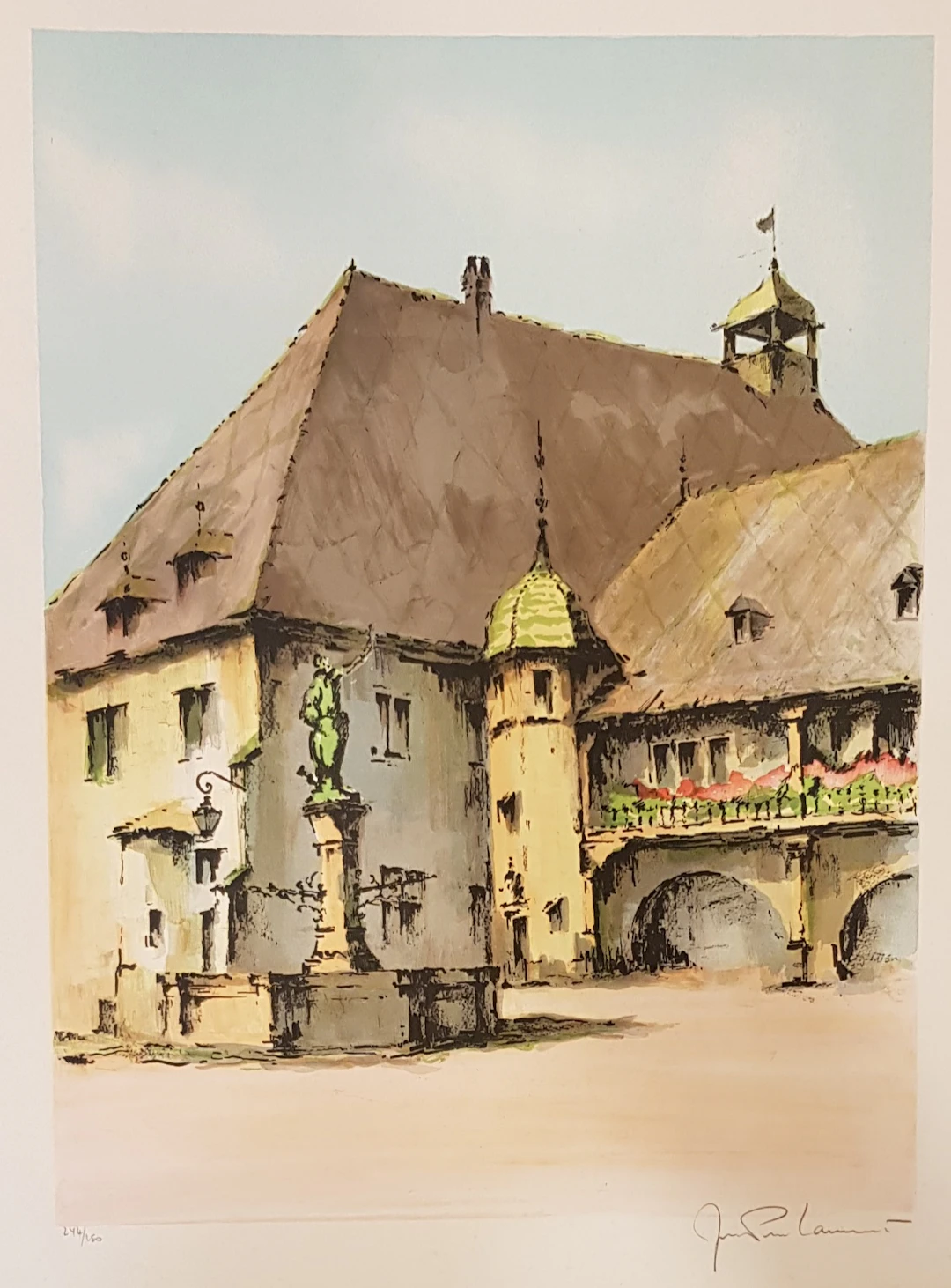 Jean Pierre LAURENT - La Fontaine, 1980 - Lithographie originale signée