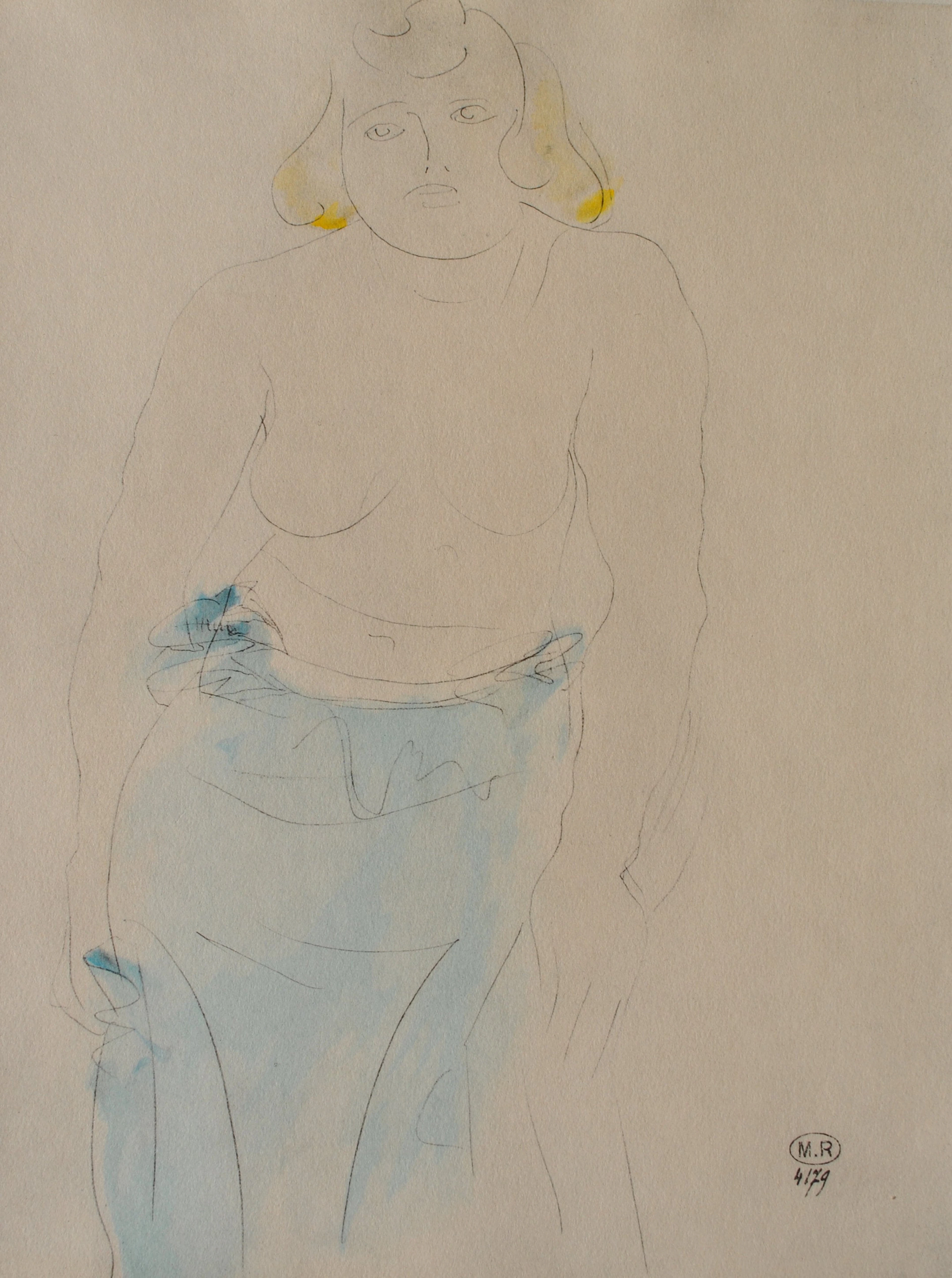 Auguste RODIN : Belle femme aux seins nus, Gravure signée