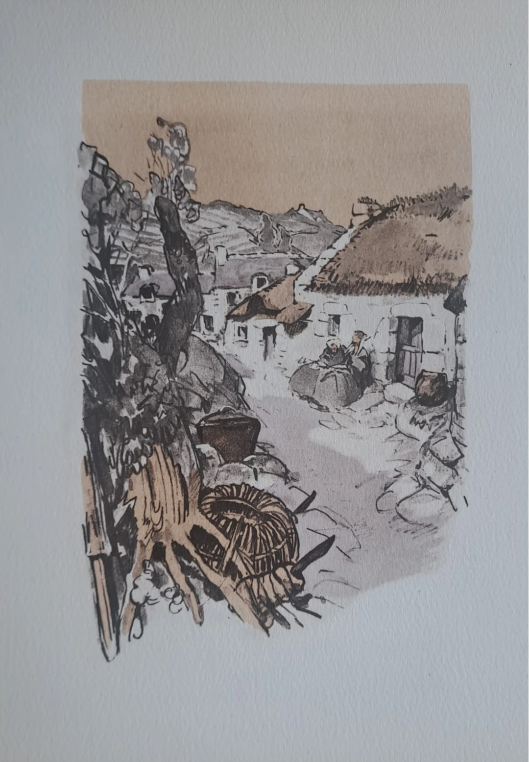 Mathurin Méheut (d’après) - La chaumière des Moan - Phototypie, coloris