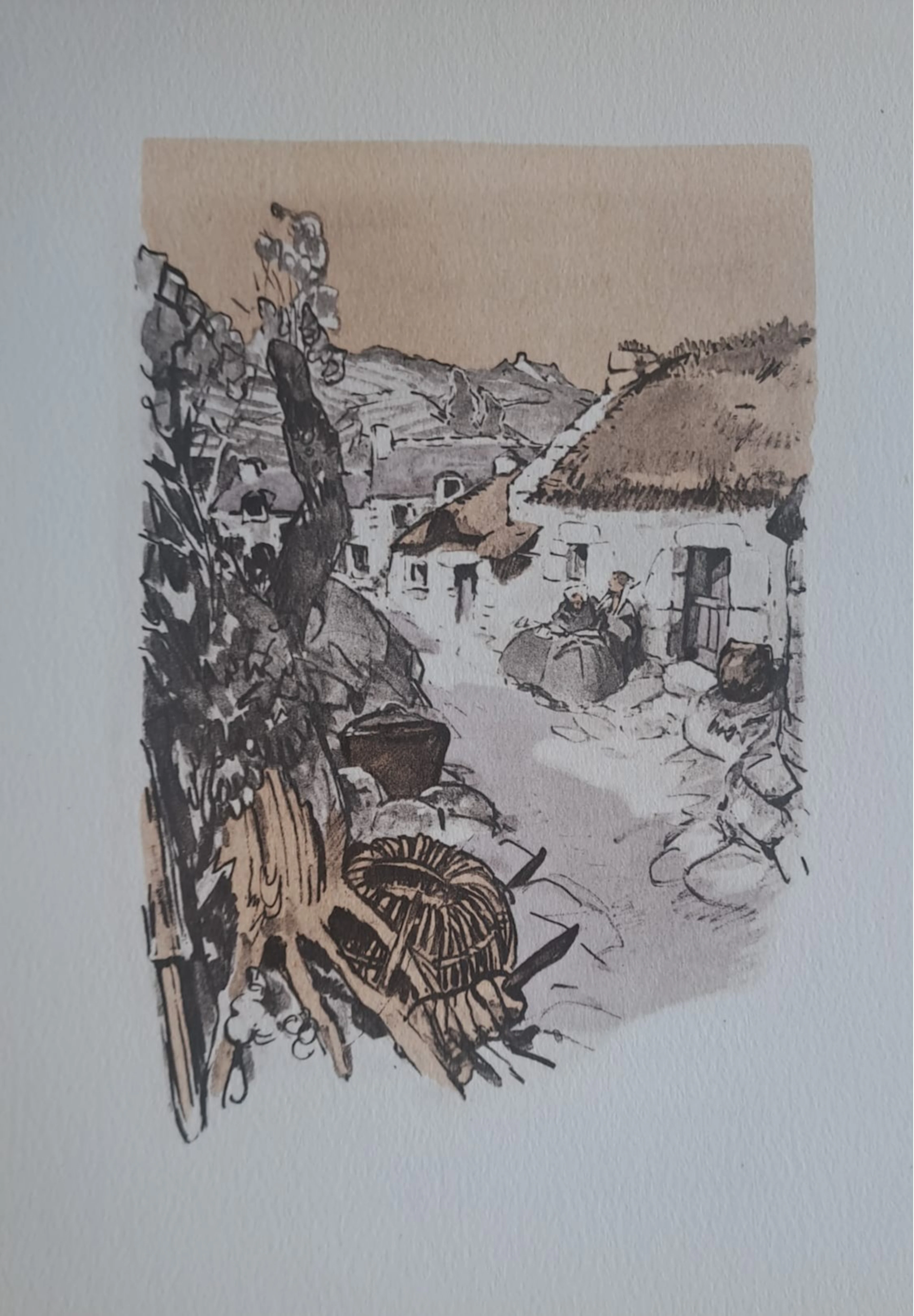 Mathurin Méheut (d’après) - La chaumière des Moan - Phototypie, coloris