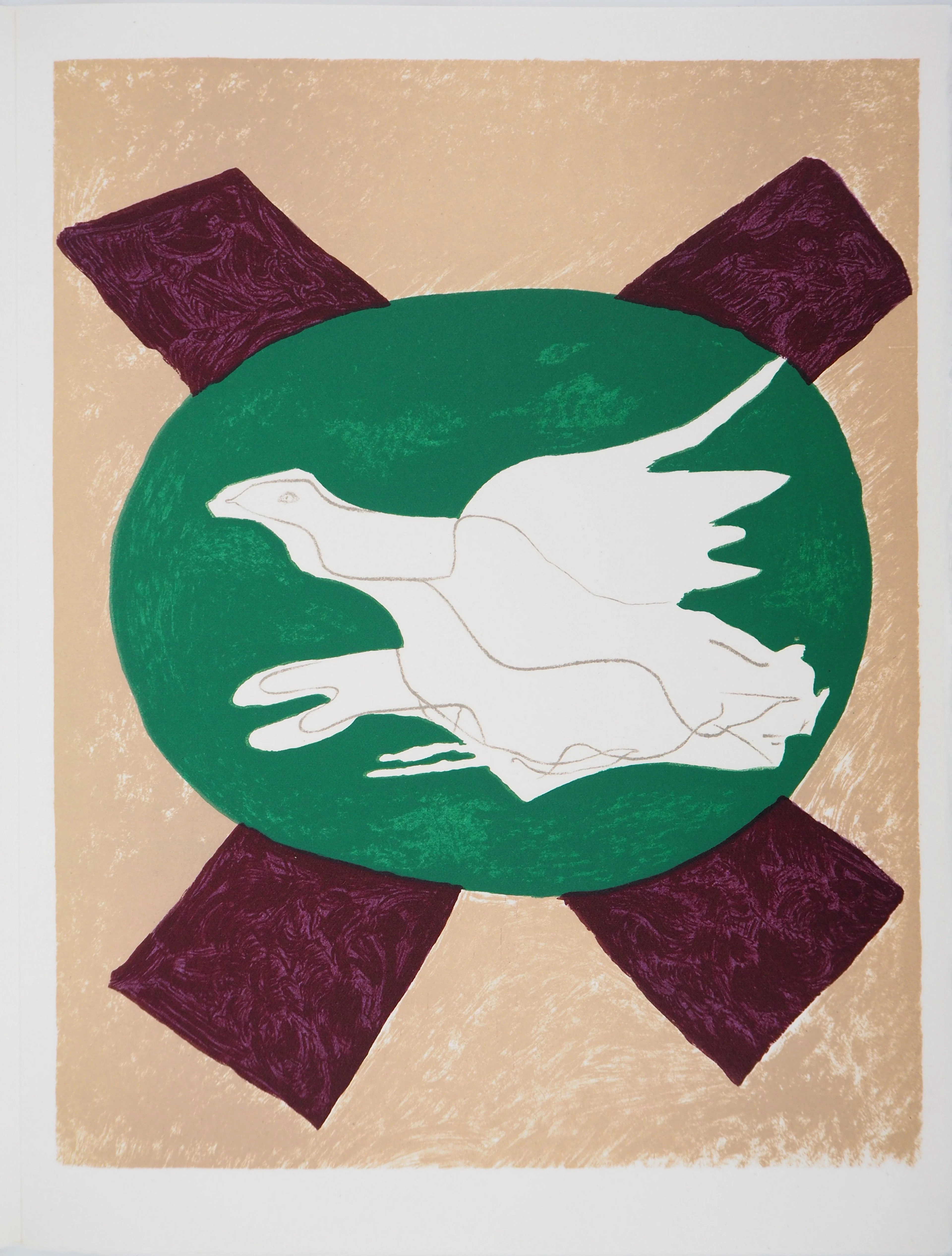Georges BRAQUE- Colombe sur fond vert, 1975 - Lithographie originale