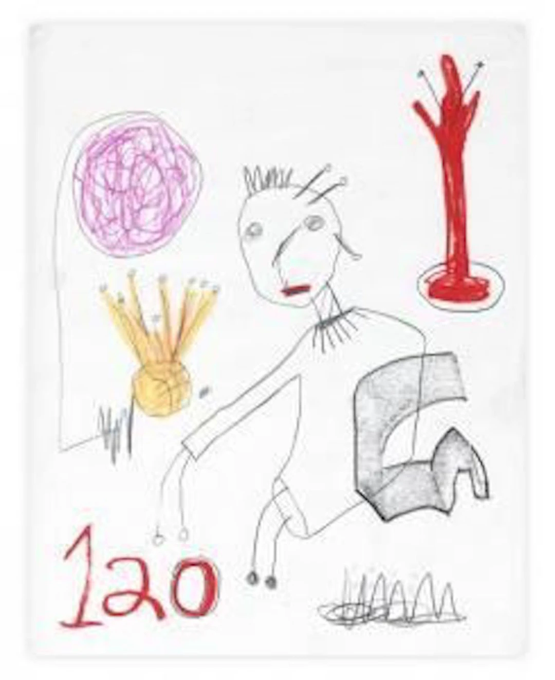 Paul KOSTABI - Cent vingt, 2002 - techniques mixtes sur papier
