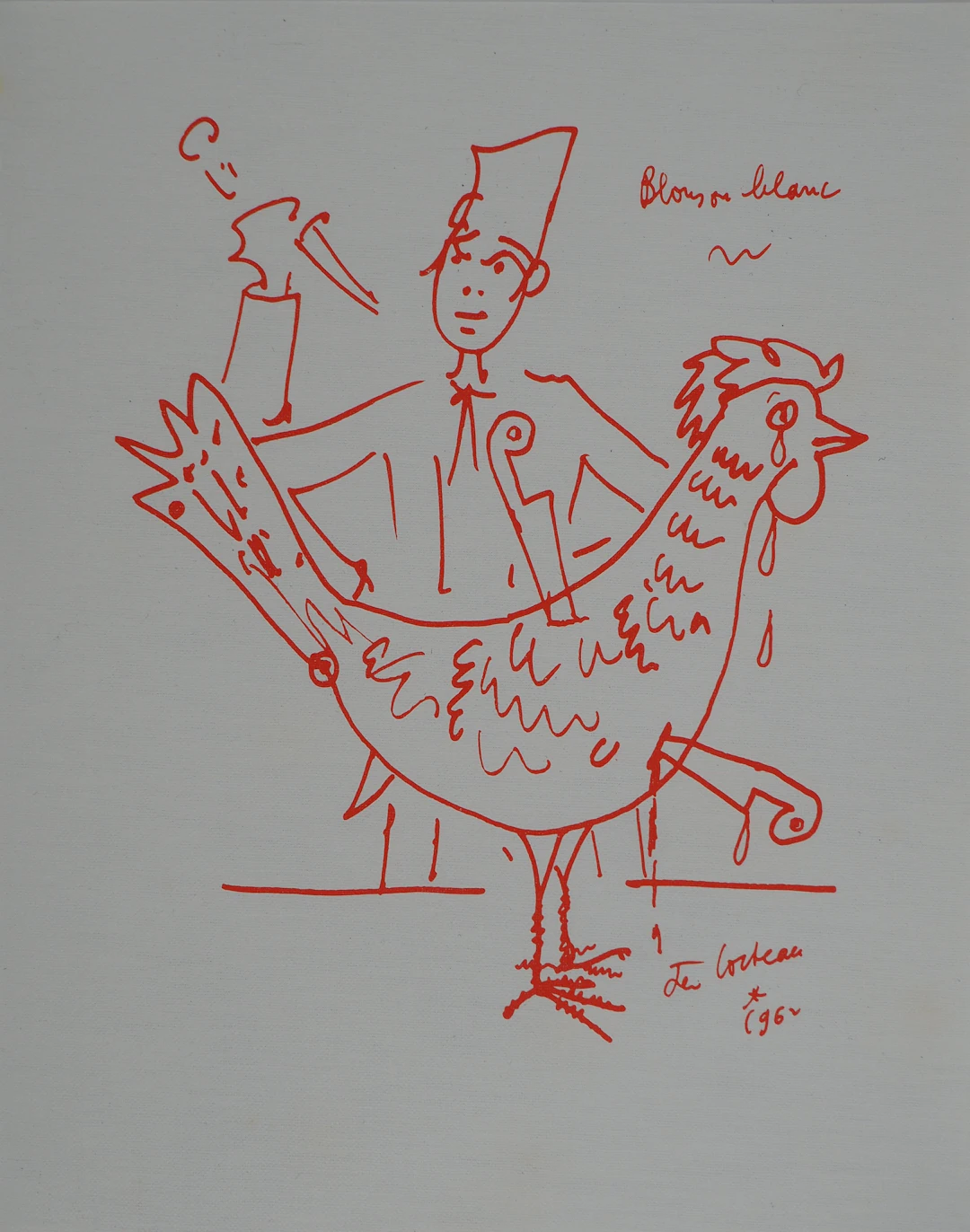 Jean COCTEAU : Le Poulet - Lithographie Originale Signée