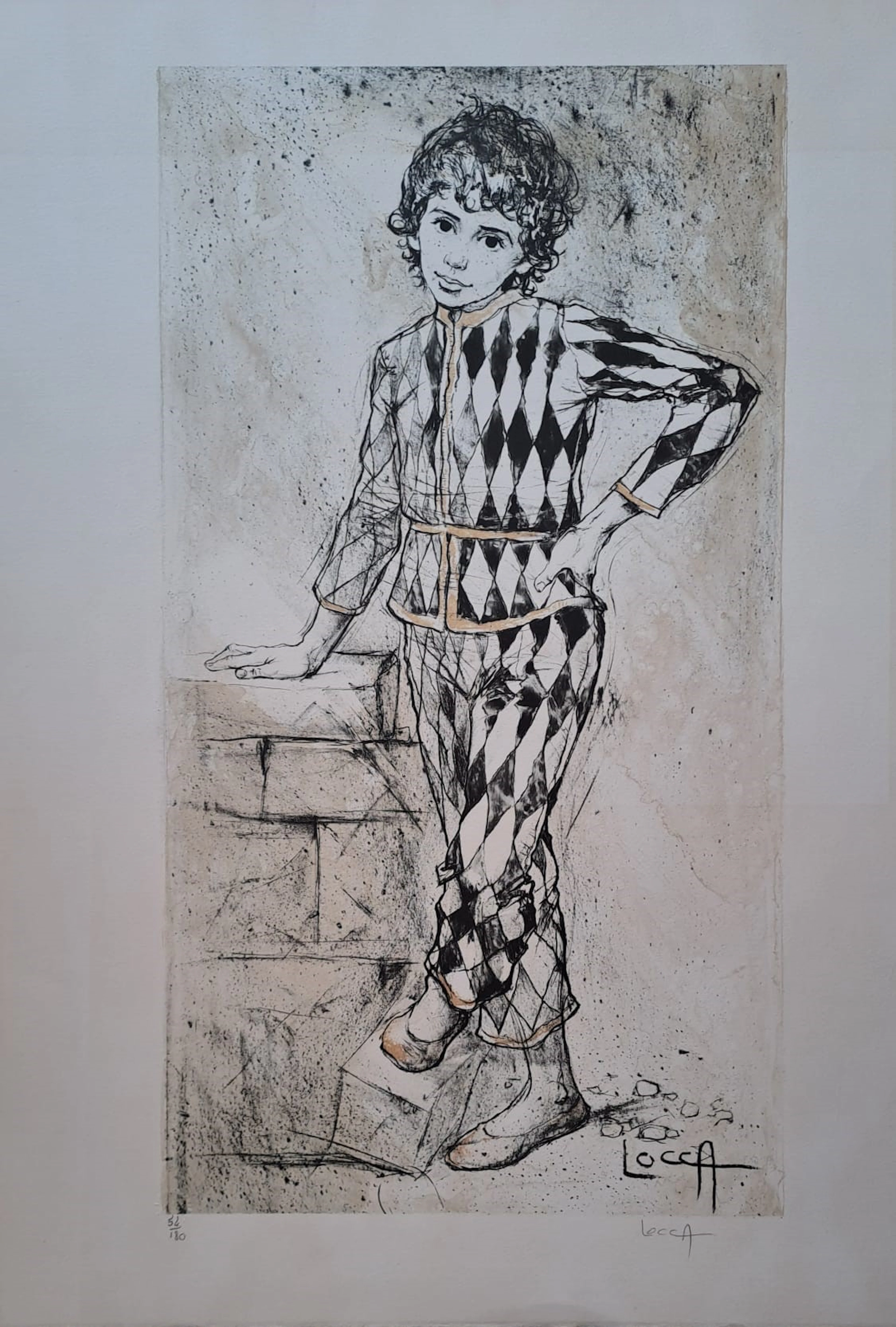 Bernard Locca - Arlequin, 1980 - Lithographie originale signée et numérotée