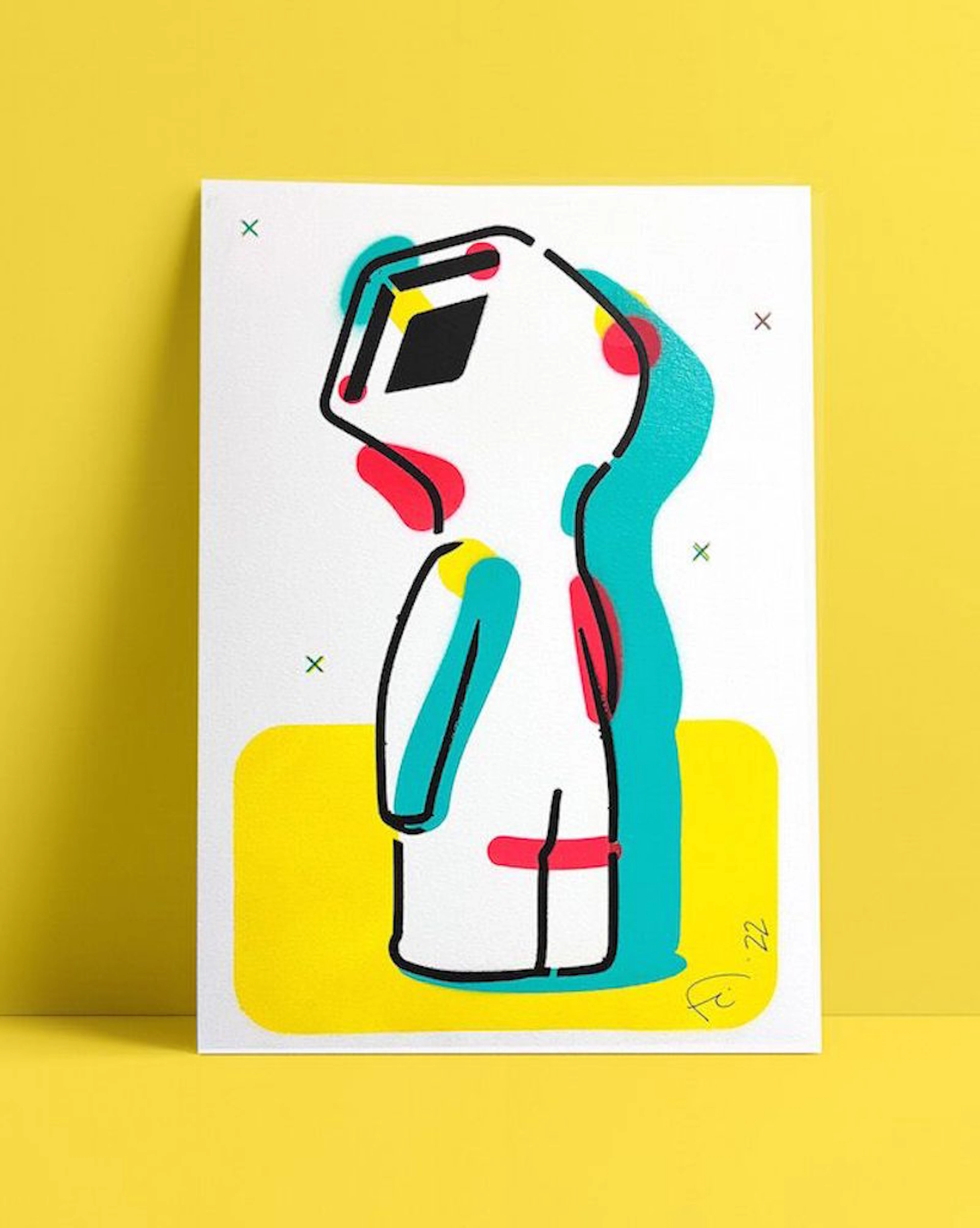Fè (Federica Sutti) - Homo Monitor, 2022 - pochoir sur papier