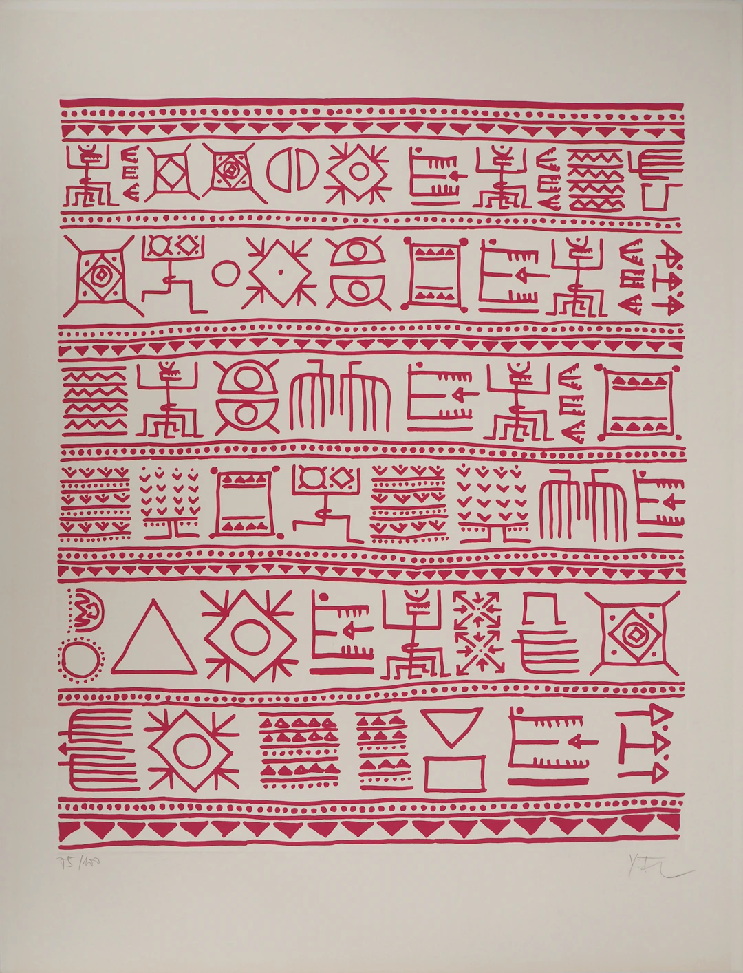 Yona FRIEDMAN : Pictogrammes de la Genèse (Rose), Sérigraphie originale signée