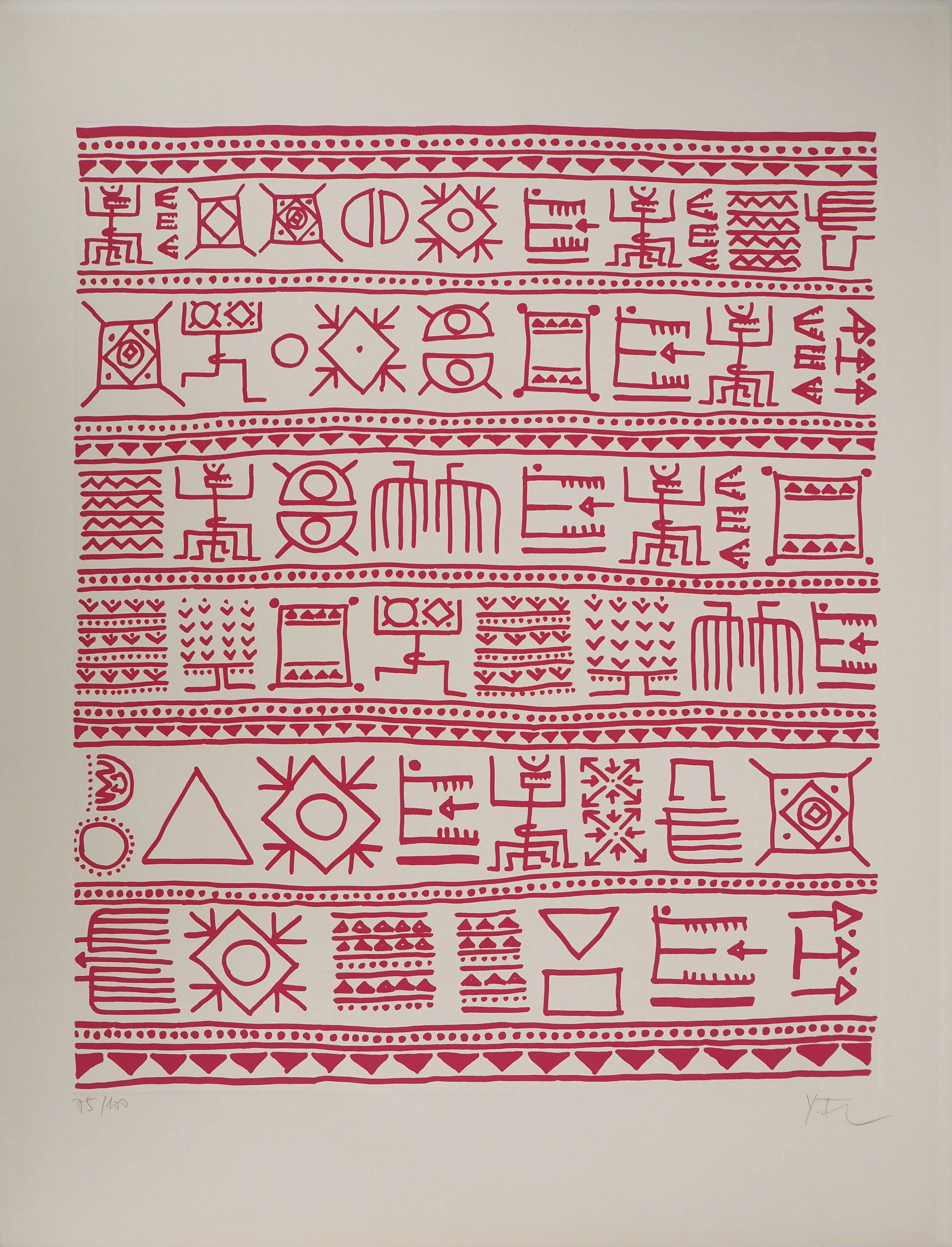Yona FRIEDMAN : Pictogrammes de la Genèse (Rose), Sérigraphie originale signée