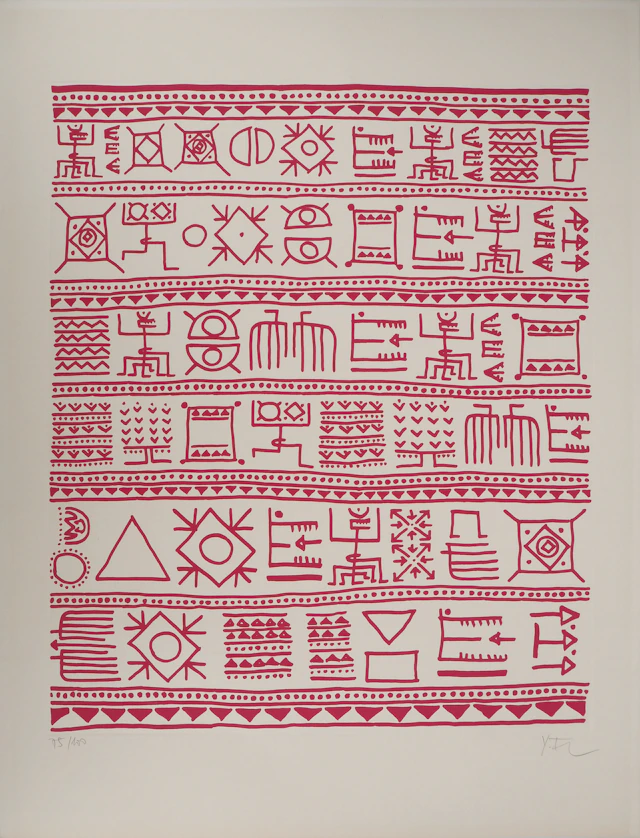 Yona FRIEDMAN : Pictogrammes de la Genèse (Rose), Sérigraphie originale signée
