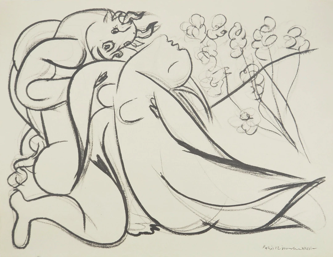 Pablo PICASSO : La jeune fille et le minotaure, Lithographie et pochoir