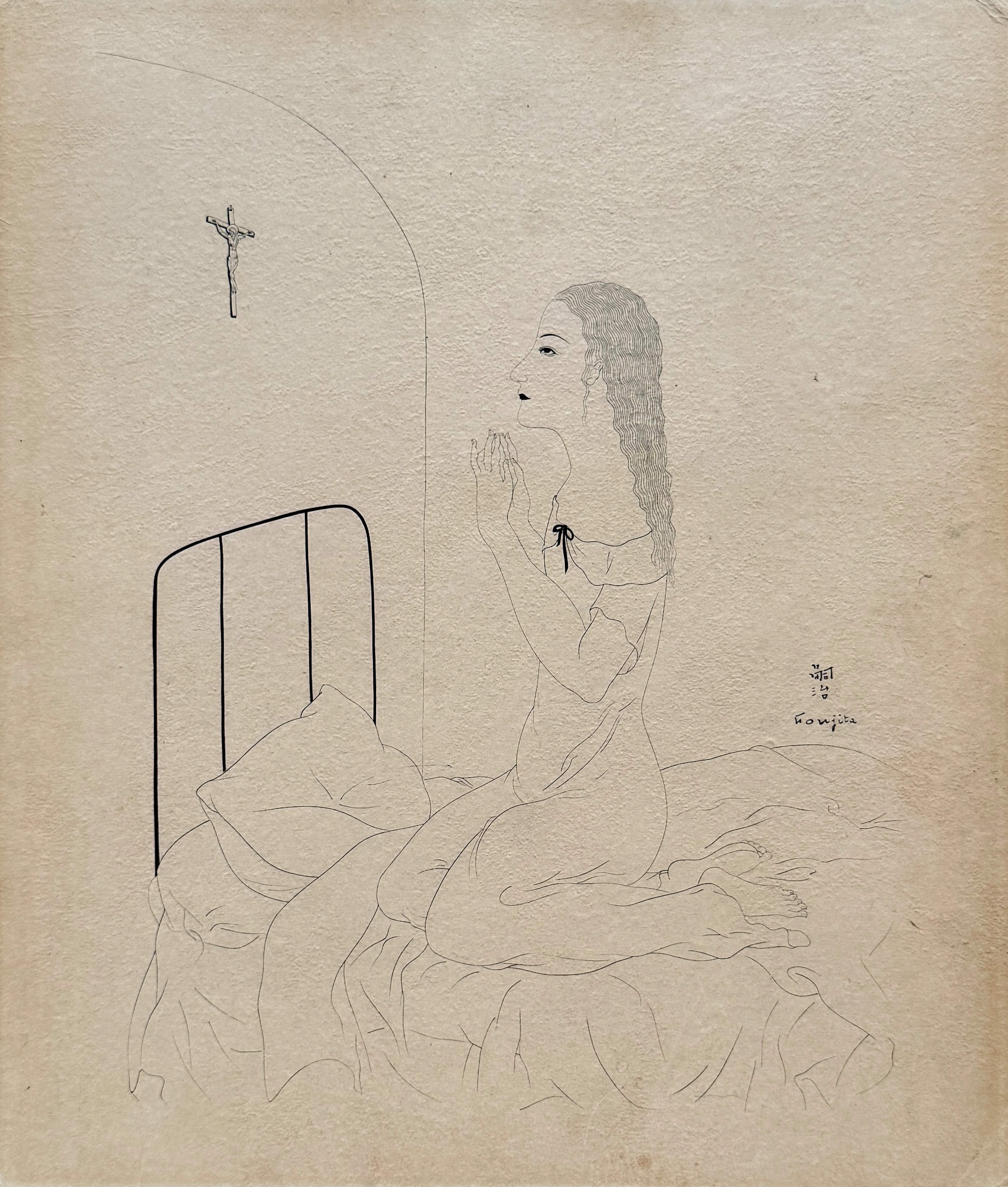 Léonard Tsuguharu Foujita (1886-1968) - La prière, 1920 - Eau forte