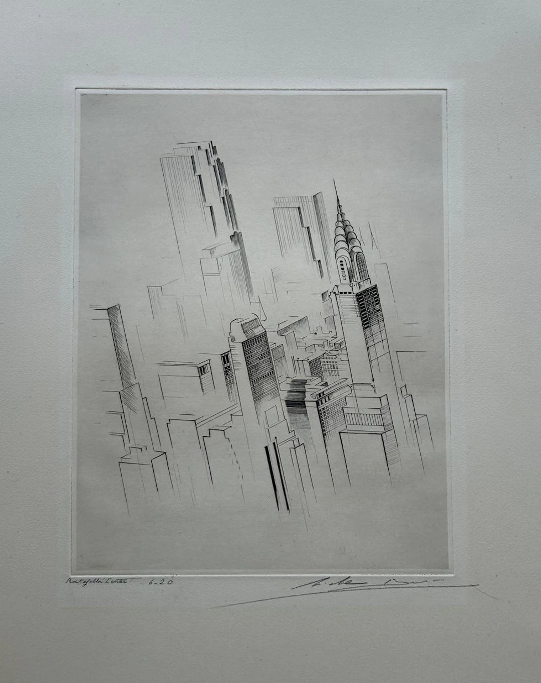 Michel Beret - Le Rockfeller Center - Gravure originale signée et titrée