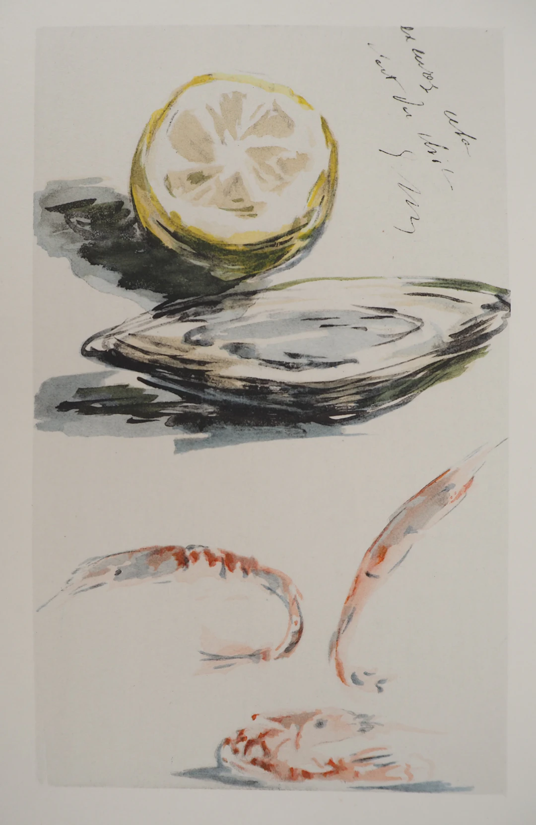 Edouard MANET : Bretagne, Coquillages et crustacés, Lithographie signée