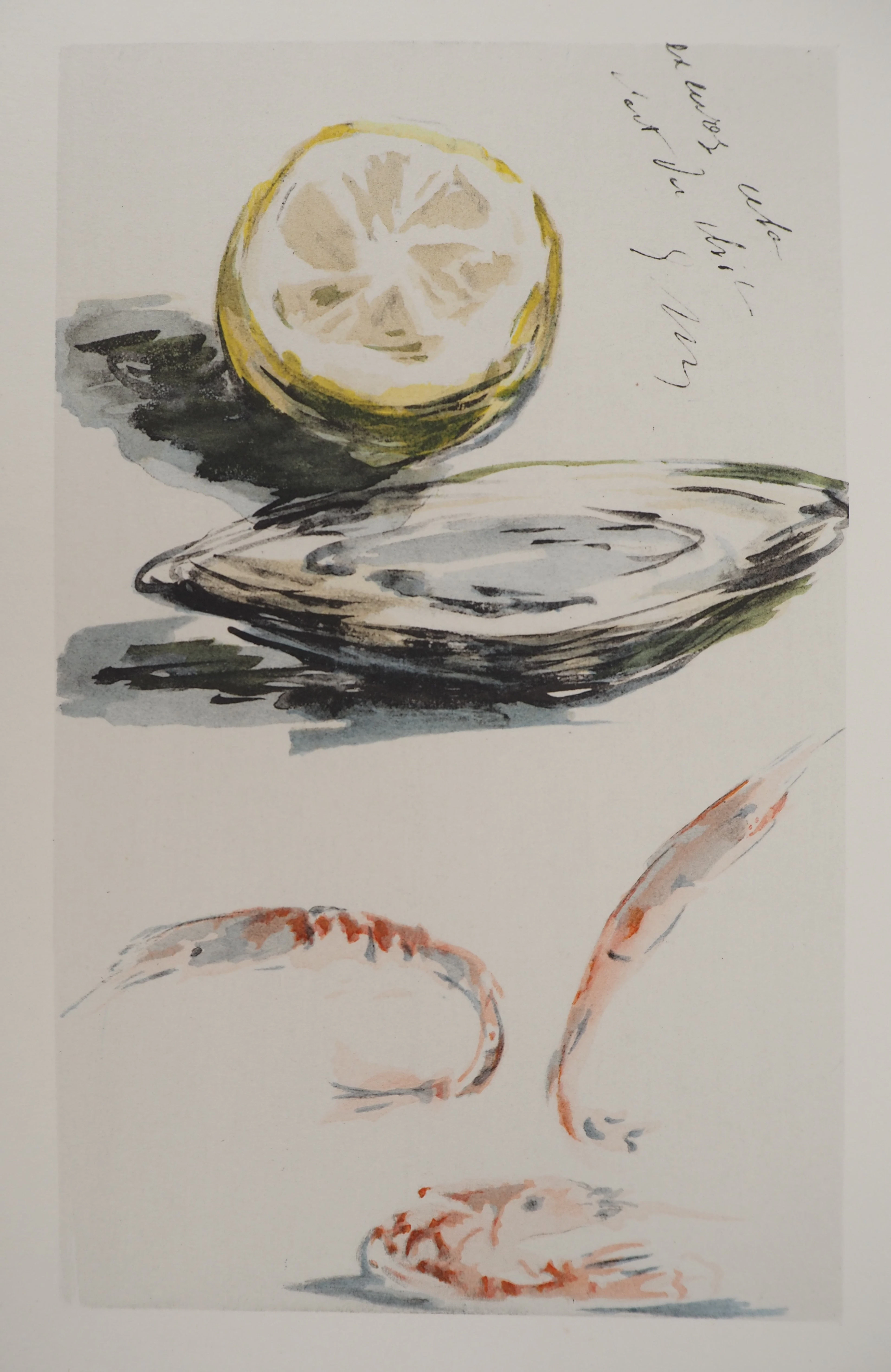 Edouard MANET : Bretagne, Coquillages et crustacés, Lithographie signée