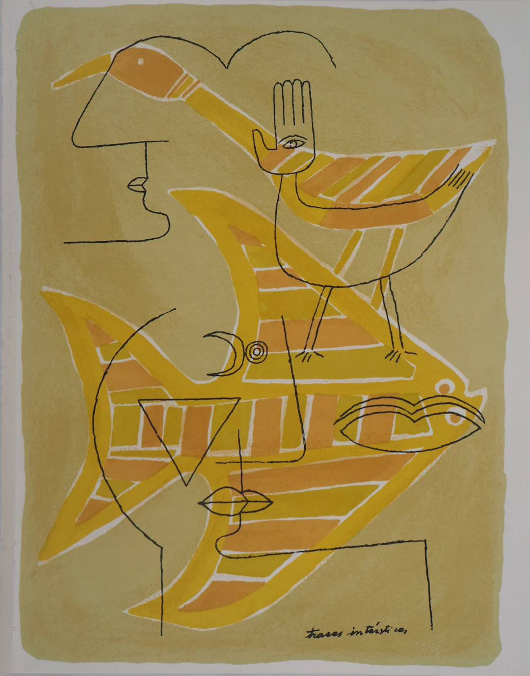 Victor BRAUNER : Portrait surréaliste (Traces interstices) - Lithographie