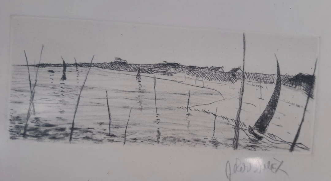 Ader Luret - Voiliers le long de la côte - Eau forte signée