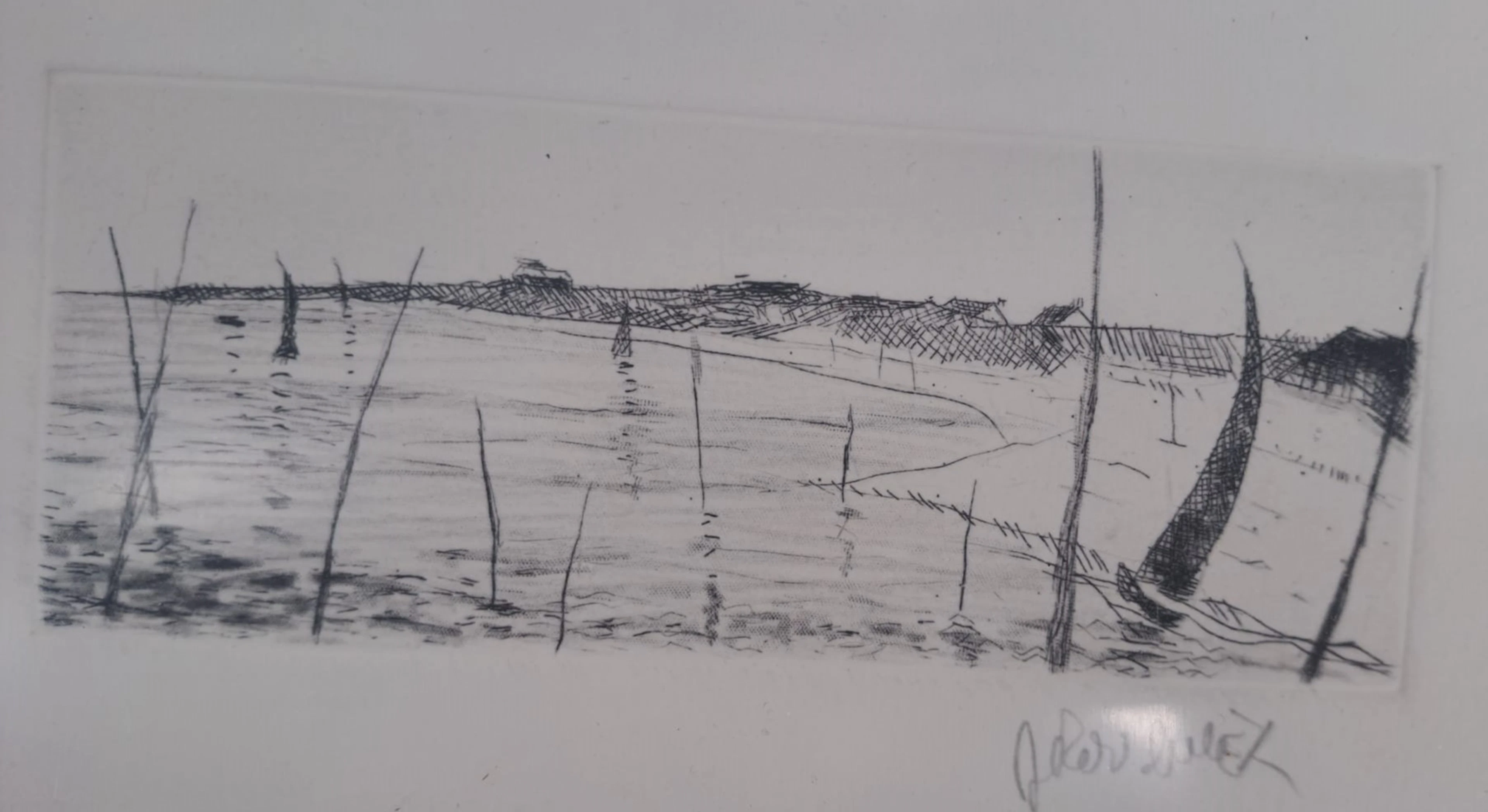 Ader Luret - Voiliers le long de la côte - Eau forte signée