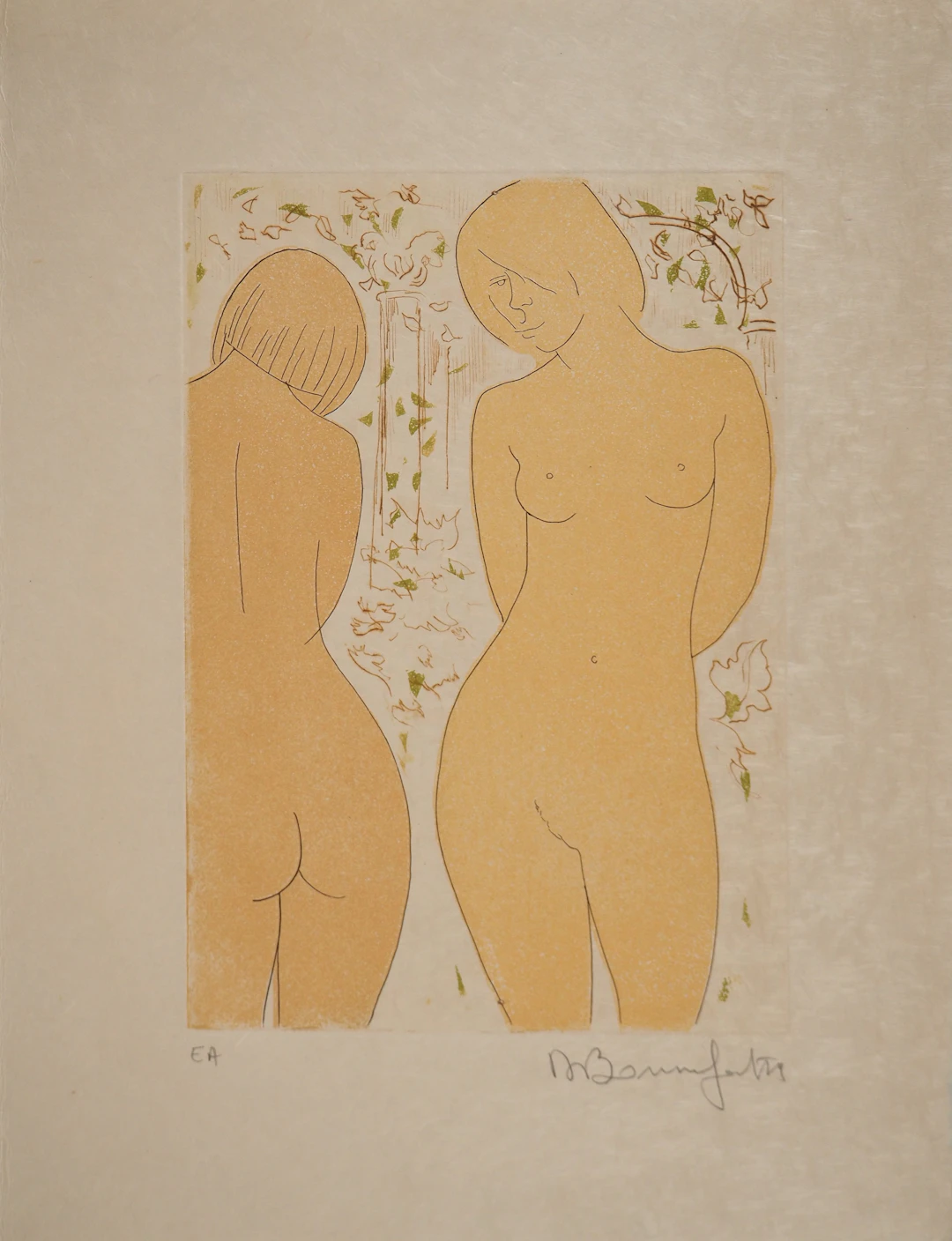 Alain BONNEFOIT : Deux nus féminins, Gravure originale signée