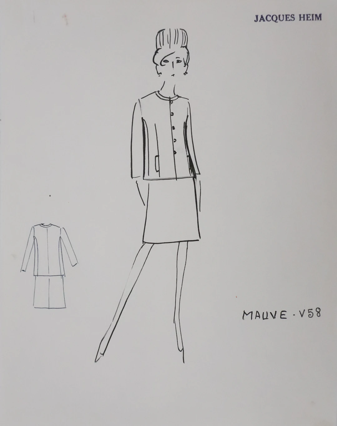 Jacques HEIM : Veste Mauve, Dessin original signé