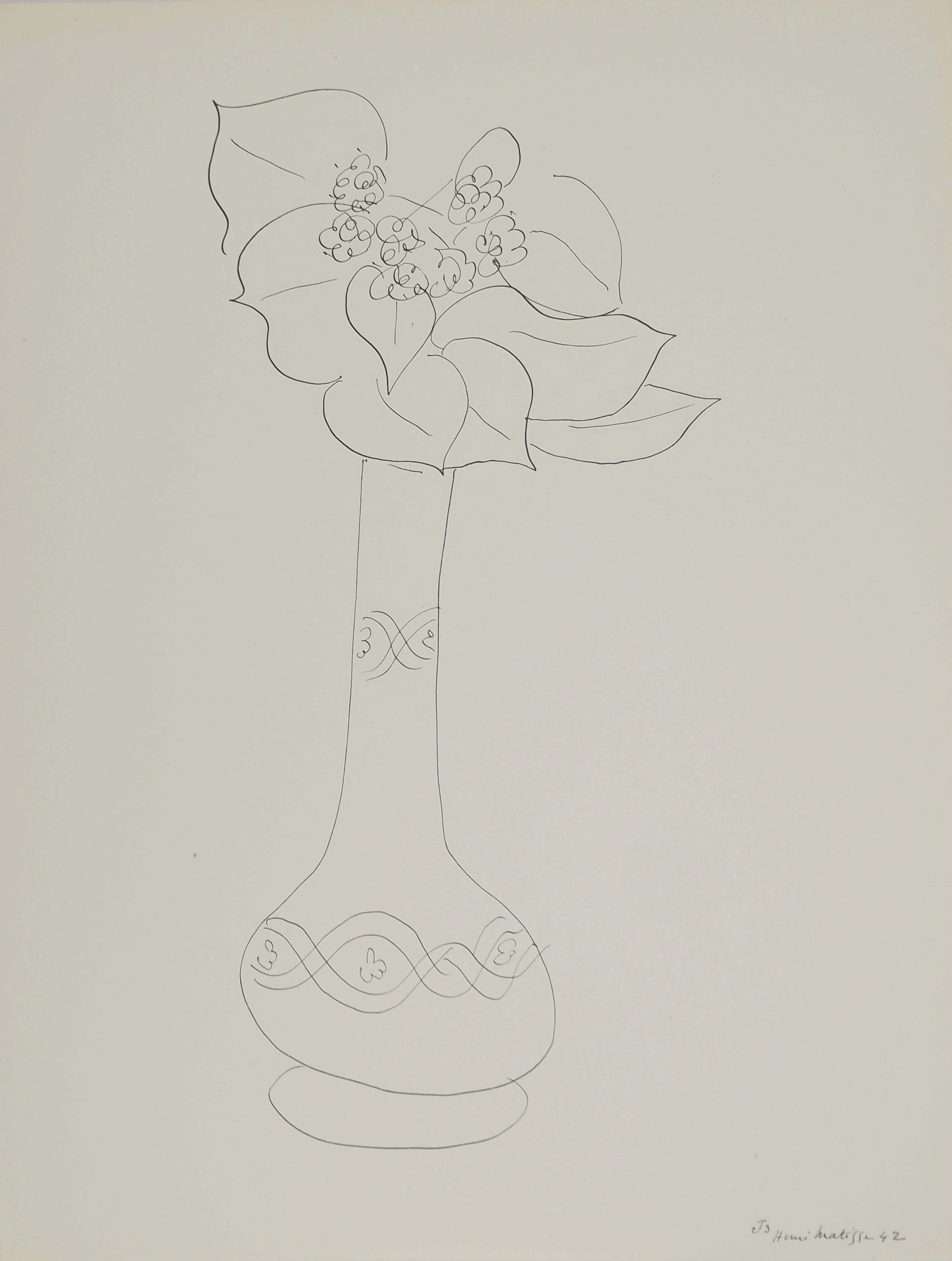 Henri MATISSE : Etude de vase, Lithographie signée