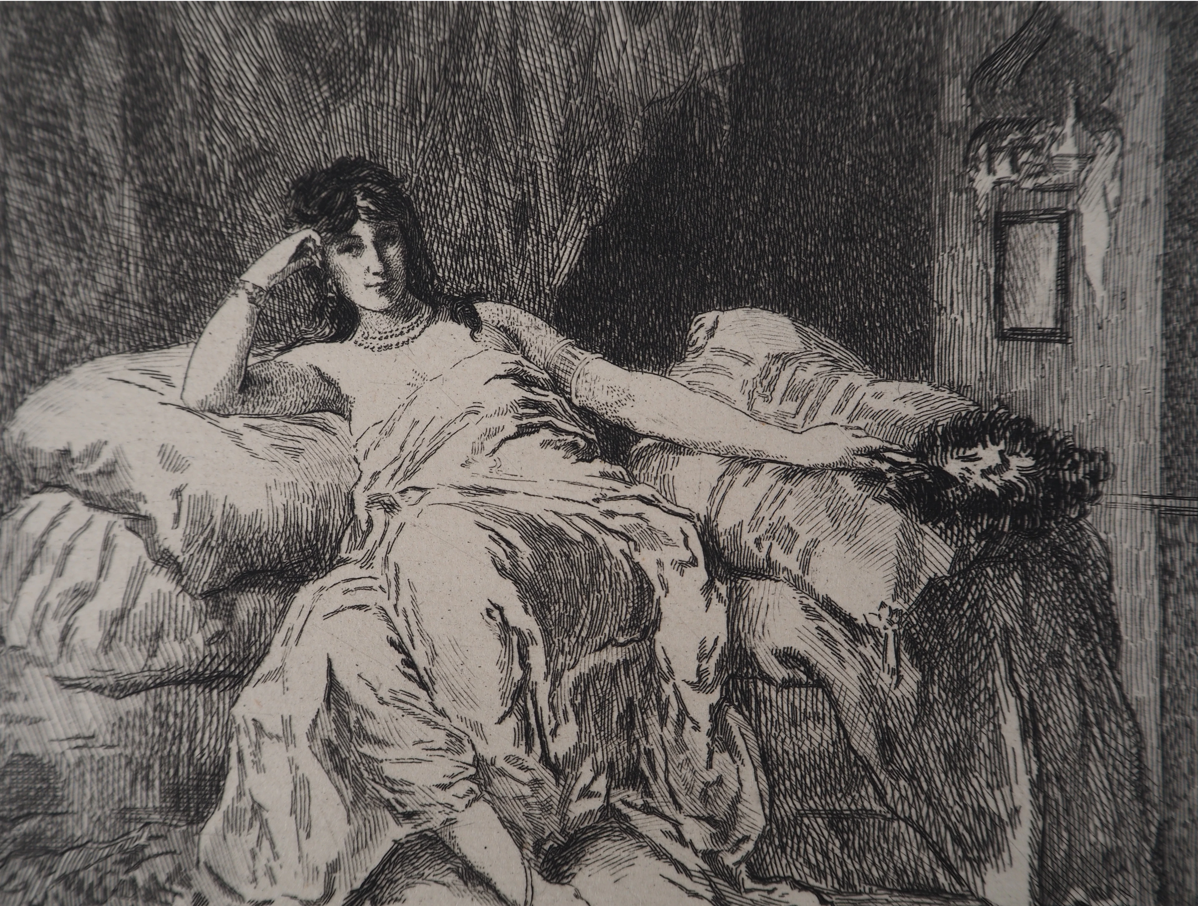 Henri-Léopold LEVY : Femme de harem - Gravure, Signée #Durand Ruel - 1873