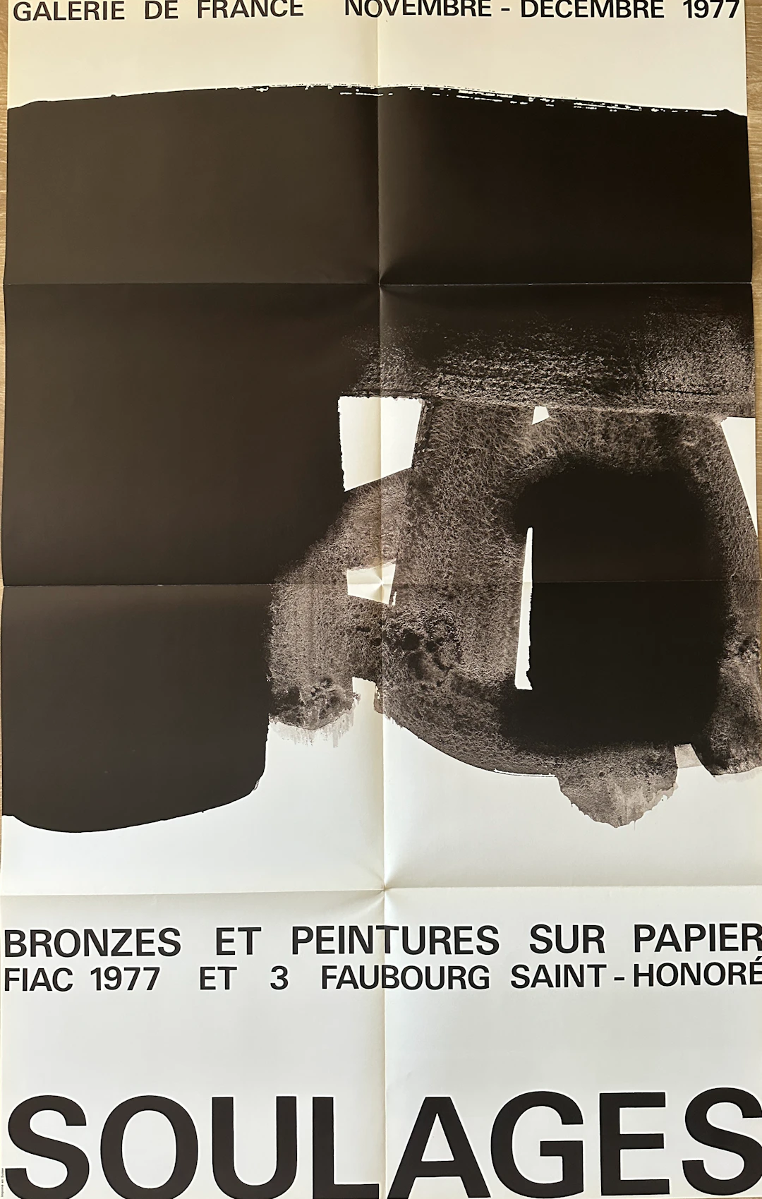 Pierre Soulages - Affiche originale d’exposition - "Bronzes et peintures"