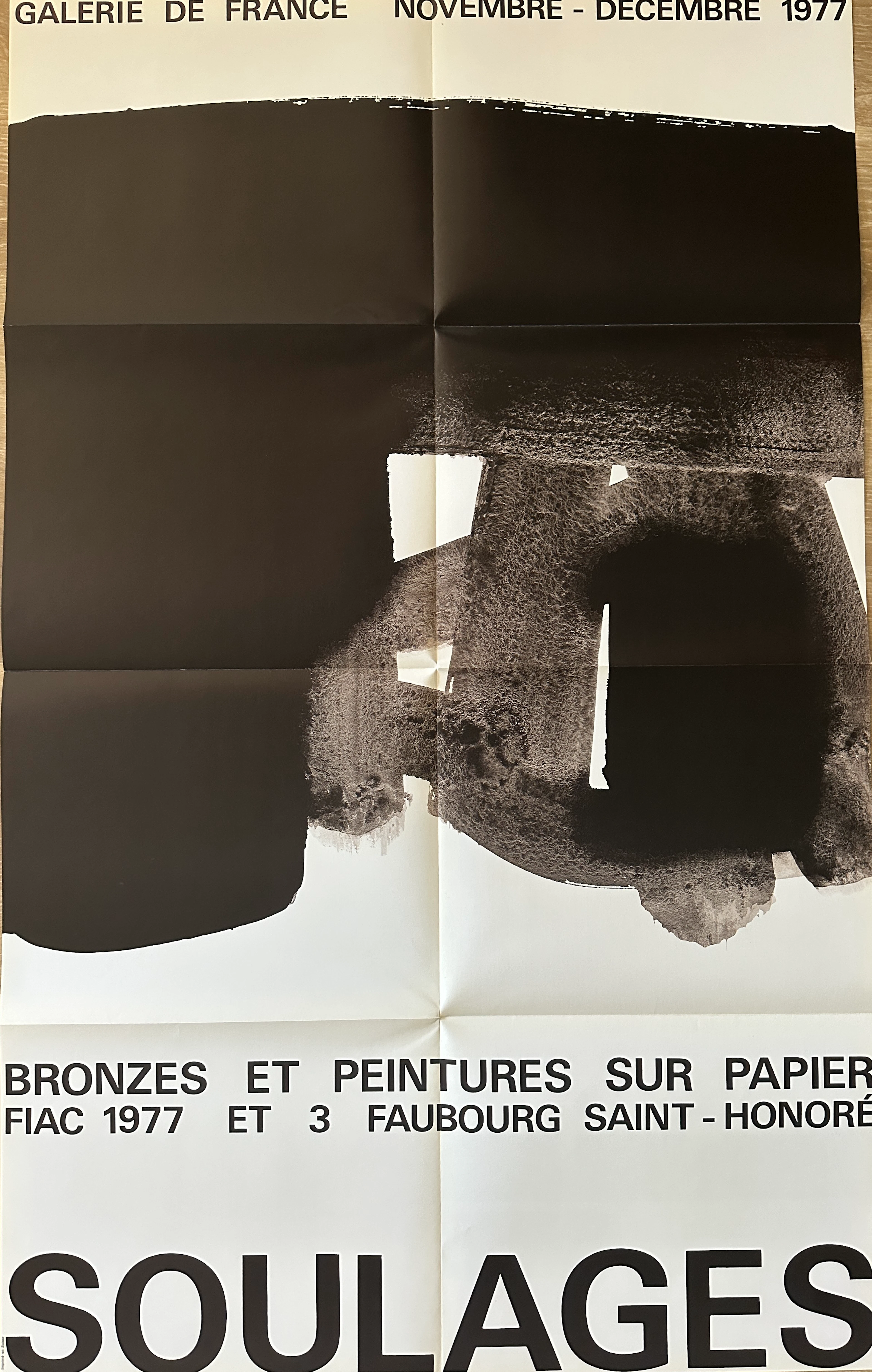 Pierre Soulages - Affiche originale d’exposition - "Bronzes et peintures"